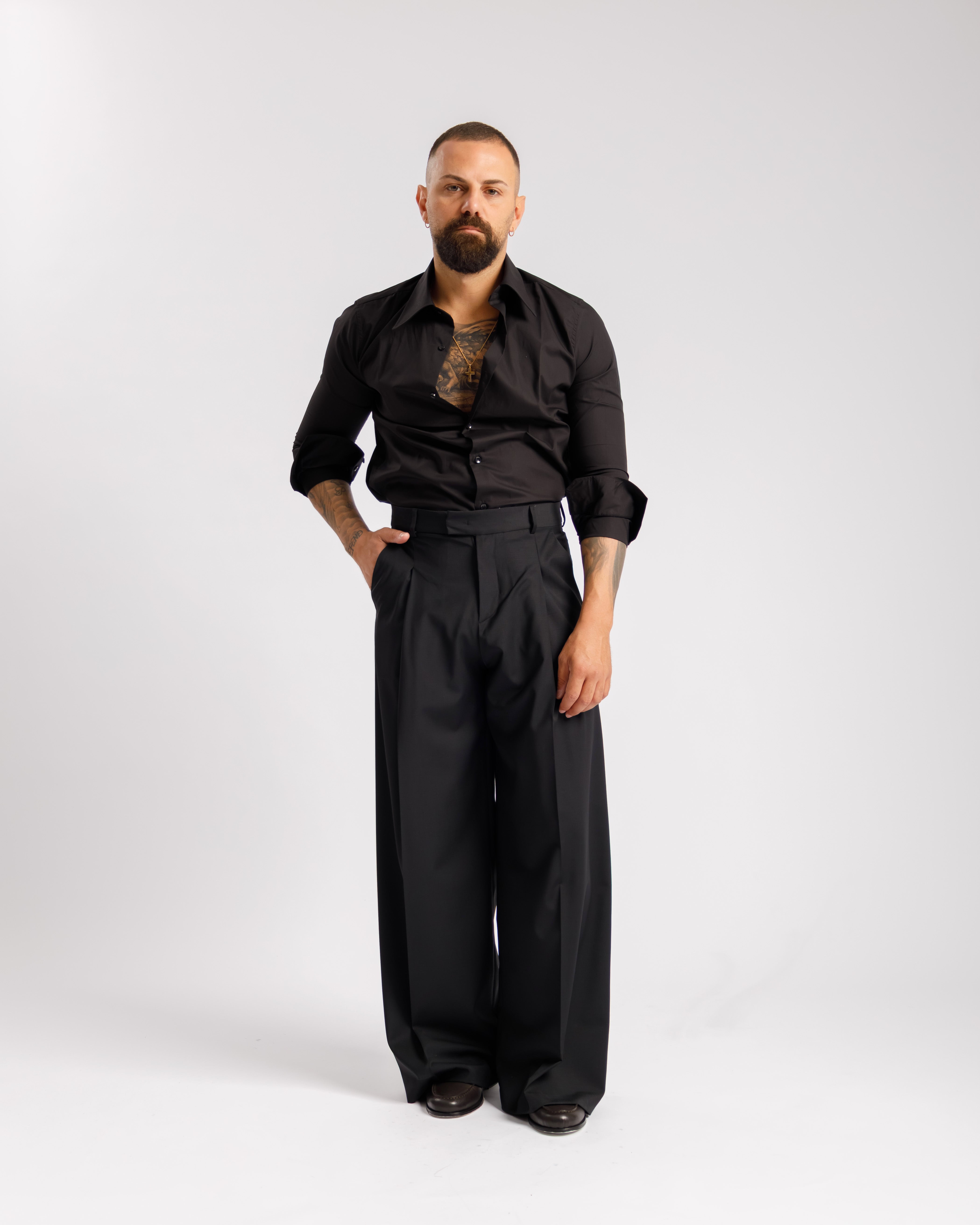 Camicia collo Italiano - NERA