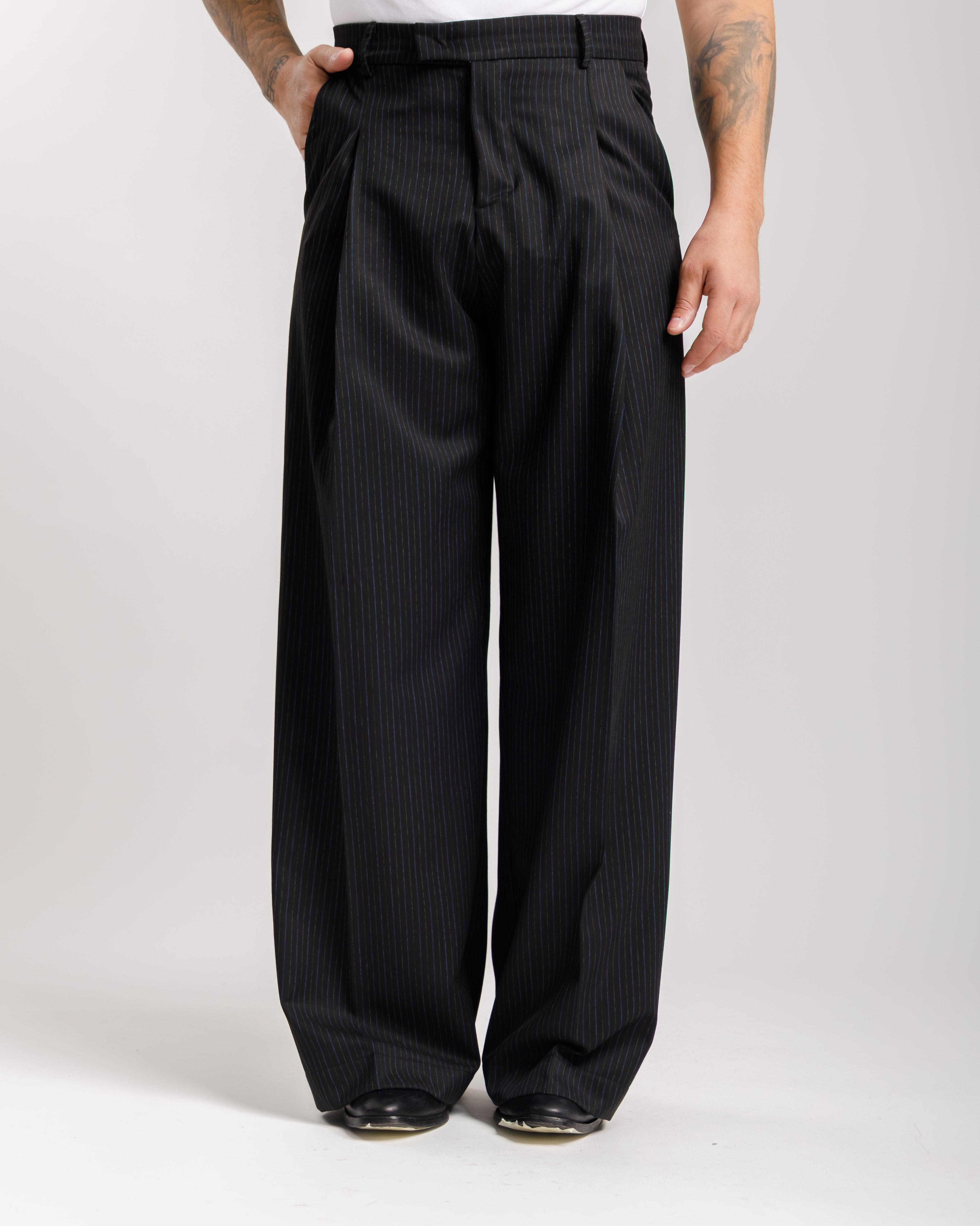 Pantaloni Wide Fit - Ma1031 Gessato Nero