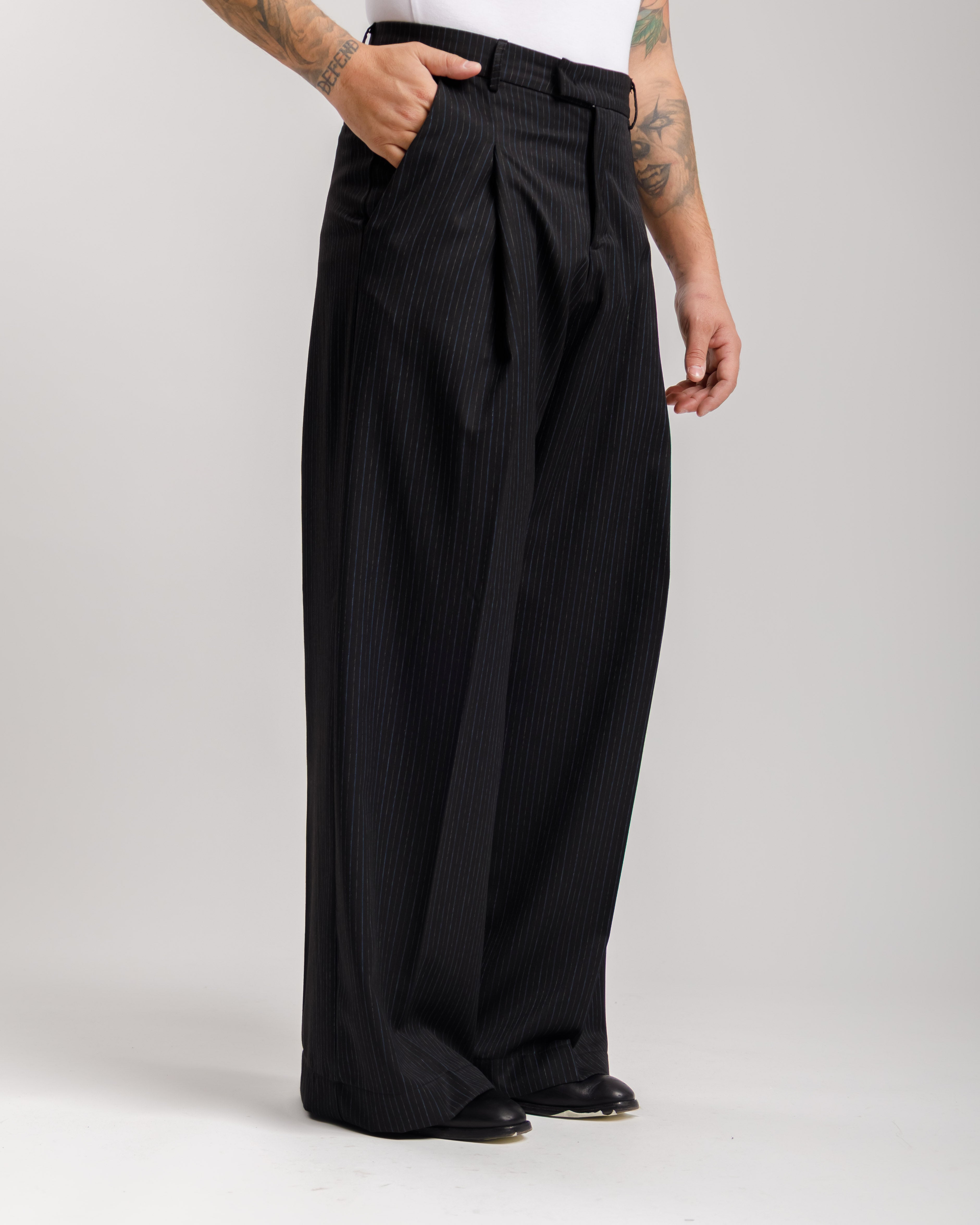 Pantaloni Wide Fit - Ma1031 Gessato Nero