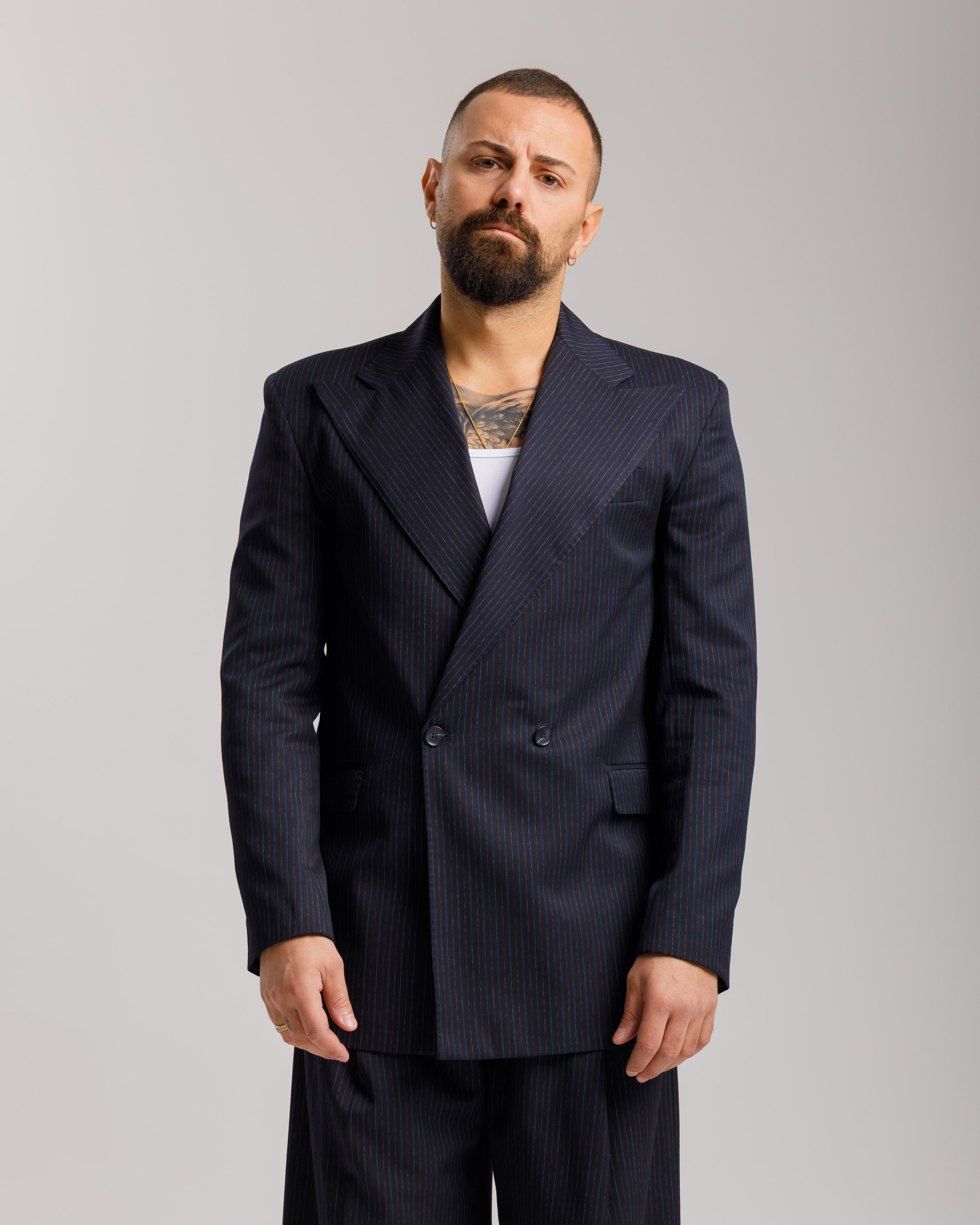 Giacca Milano - Ma1046 Blu Gessata