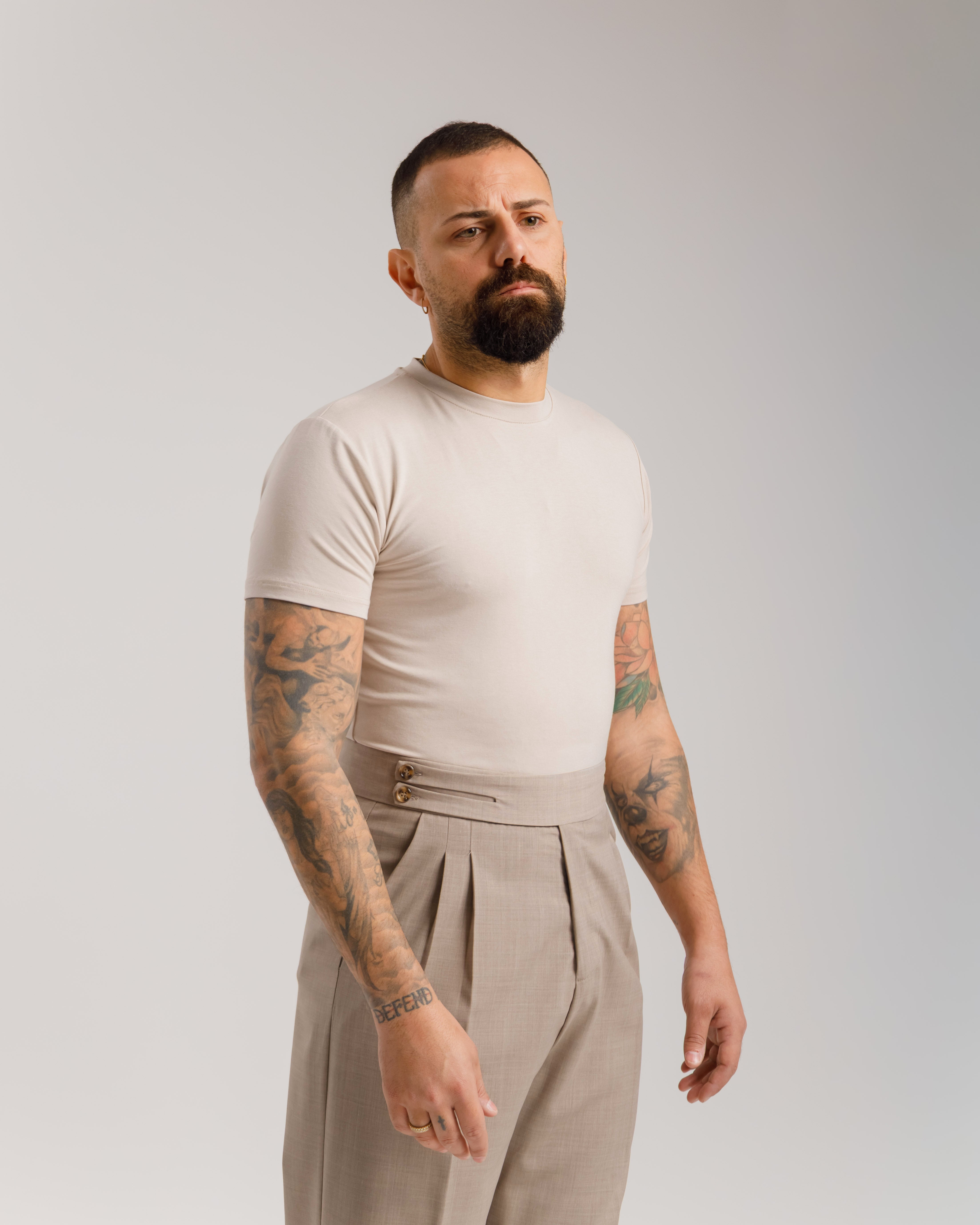 T-Shirt In Viscosa - Ma1062 Beige
