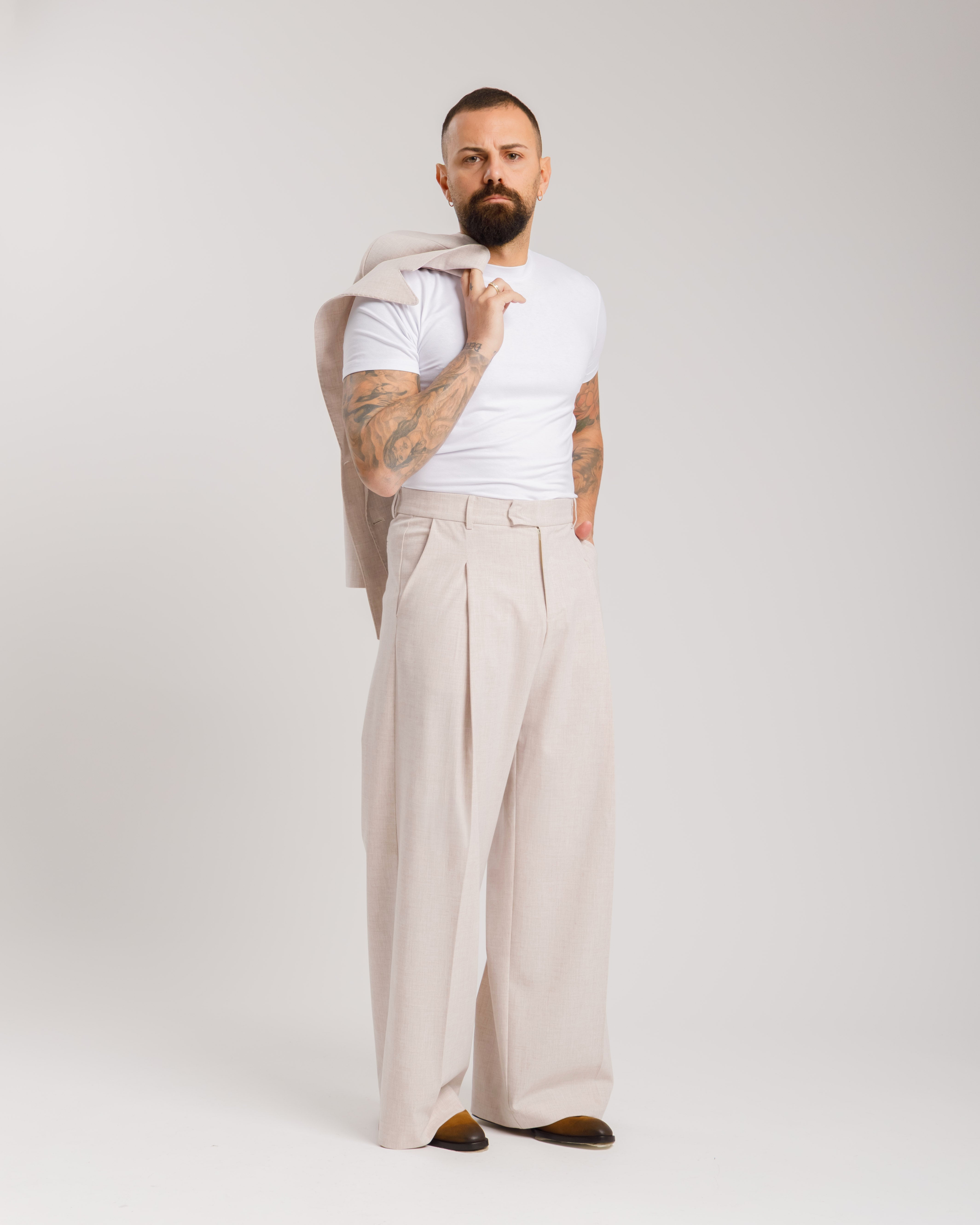 Wide Fit Trousers - Ma1031 Blue Pinstripe