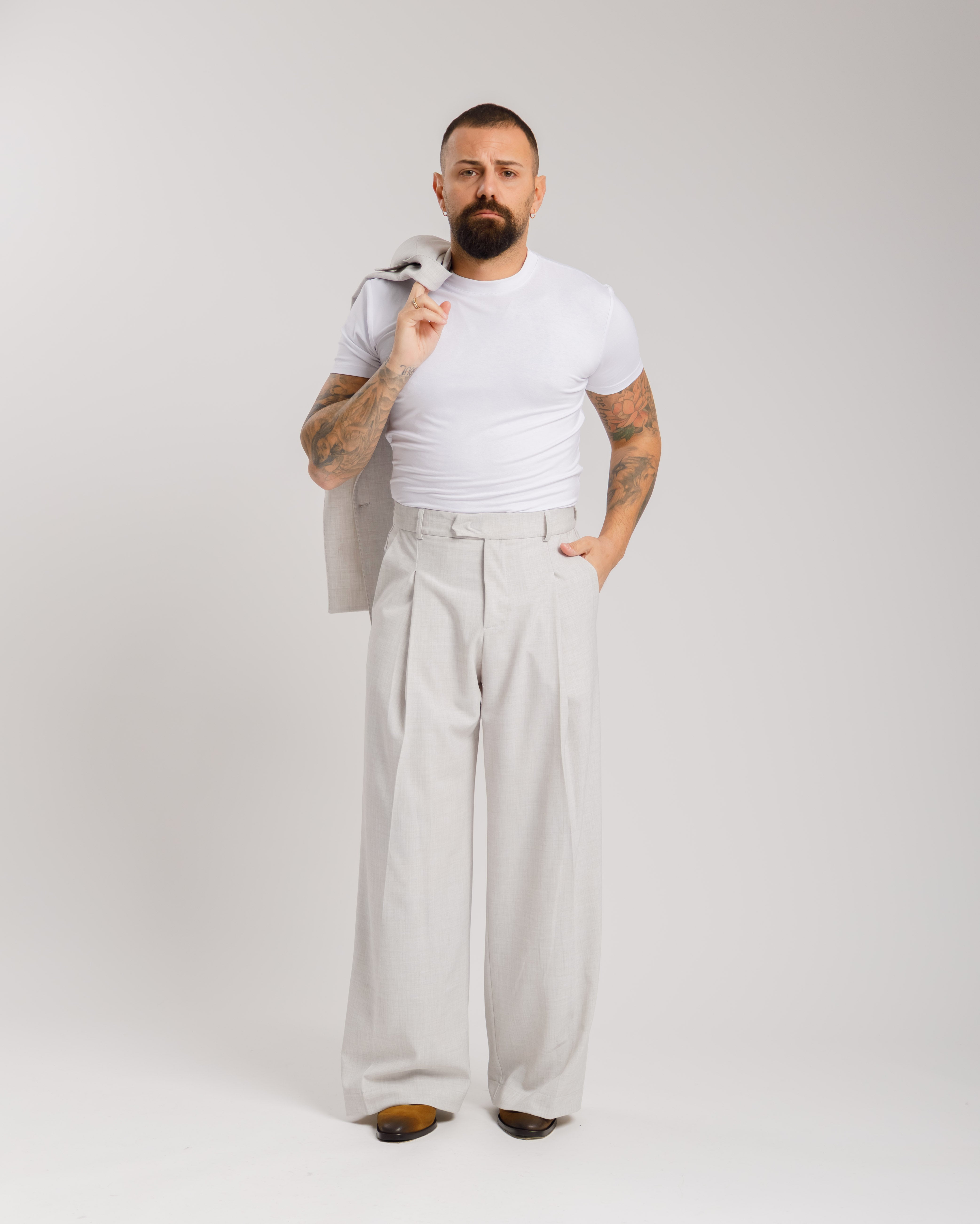 Wide Fit Trousers - Ma1031 Blue Pinstripe