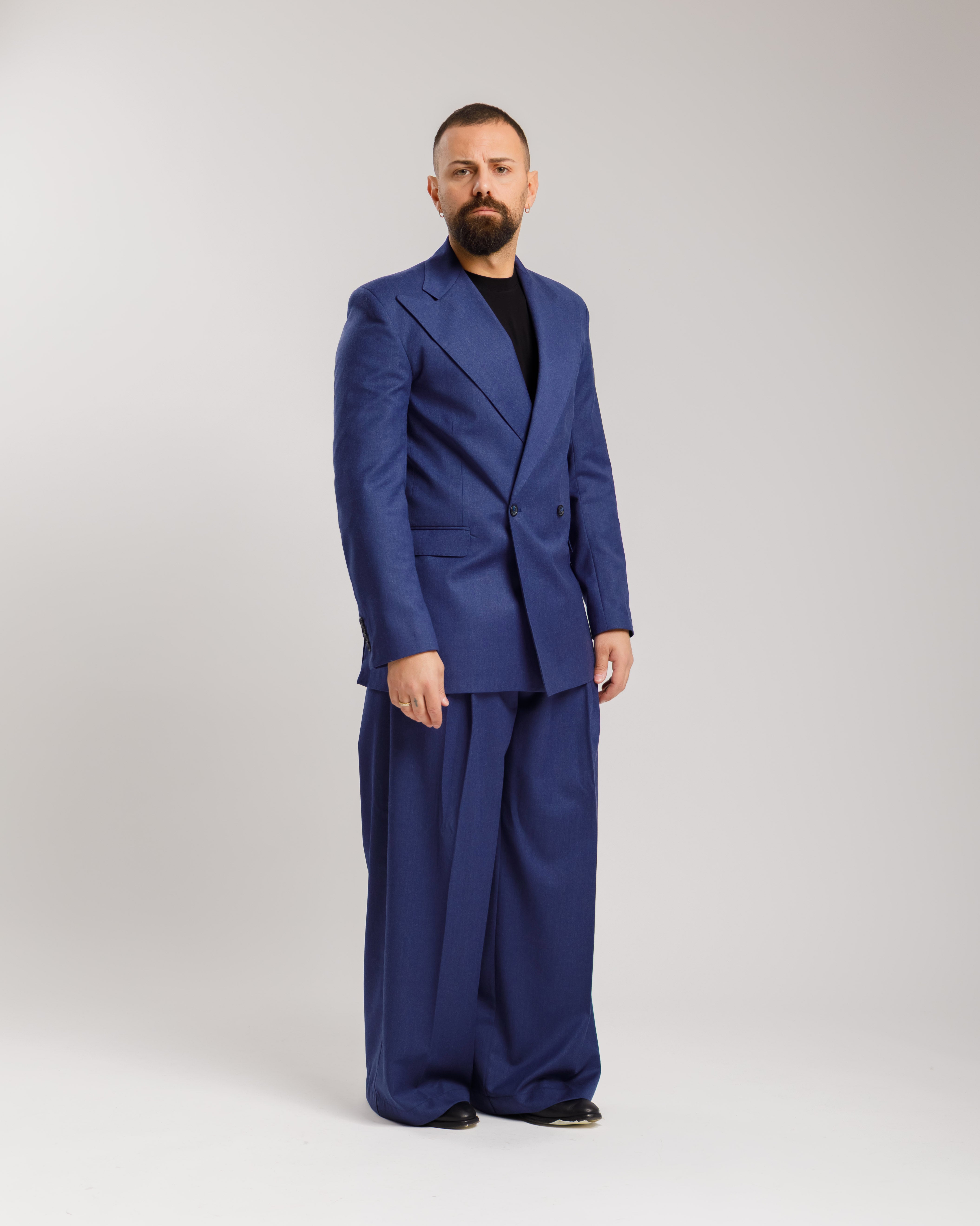 Wide Fit Trousers - Ma1031 Blue Pinstripe