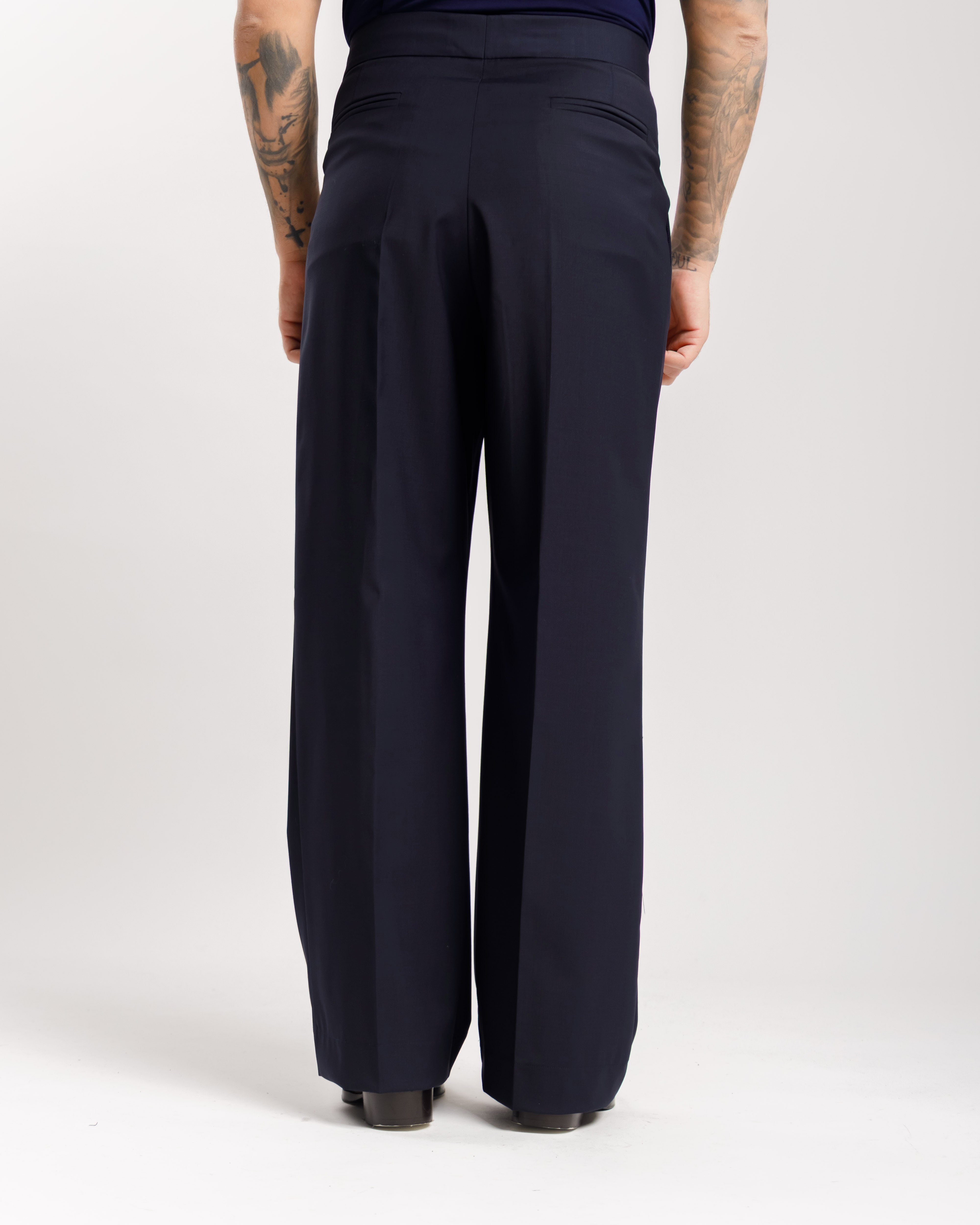 Pantaloni Palazzo Doppio Bottone - Ma1061 Blu