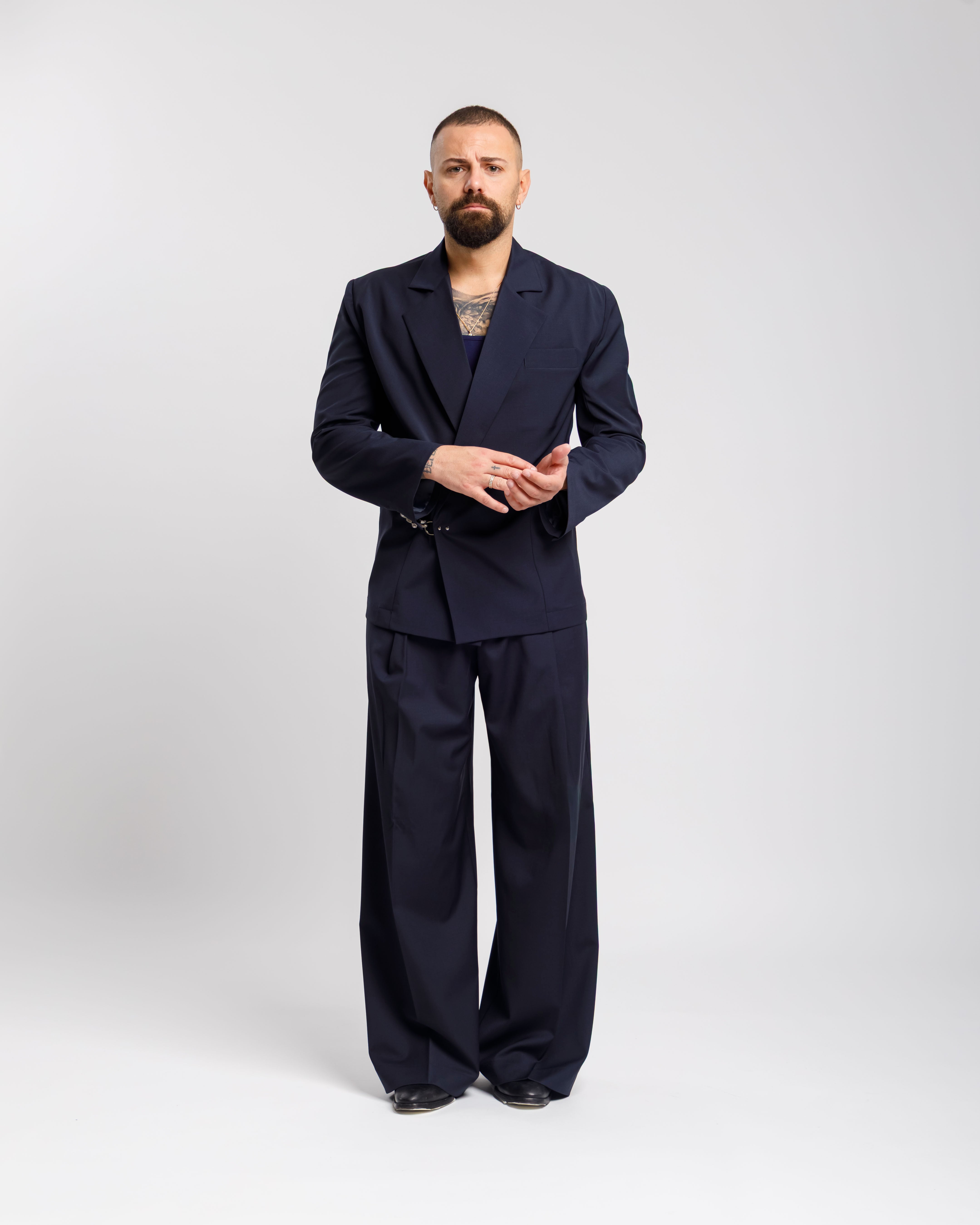 Giacca Crop Con Gancio  -  Ma1052 Blu