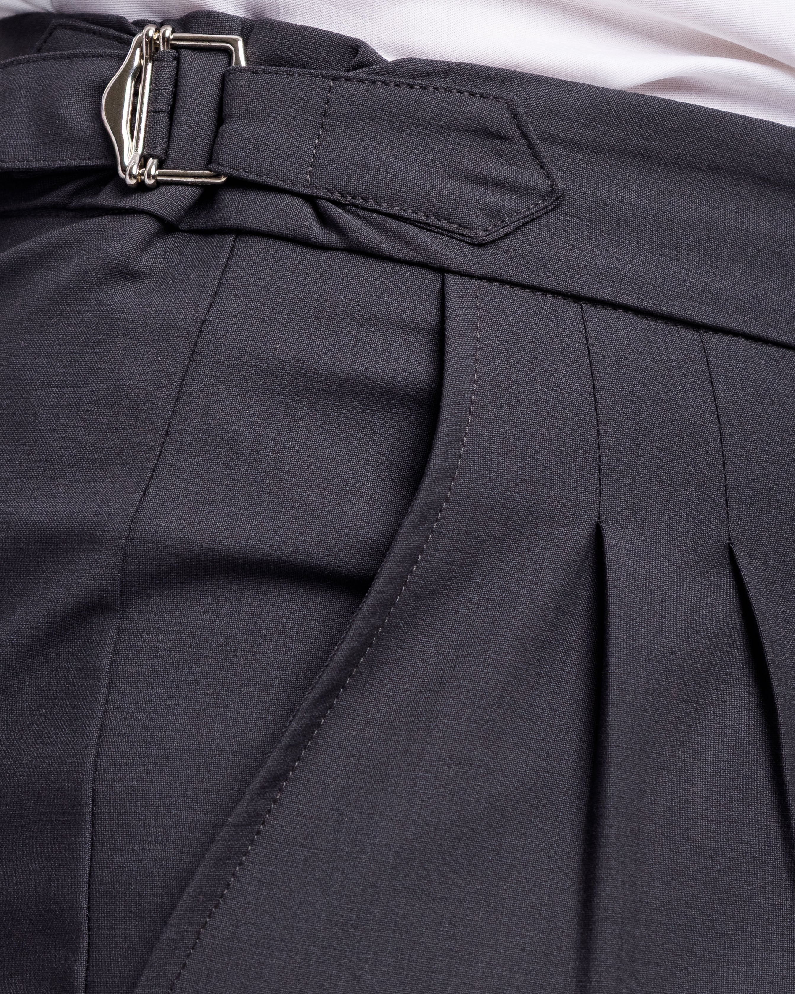 Pantaloni Palazzo Con Fibbie -  Ma1051 Grigio Piombo