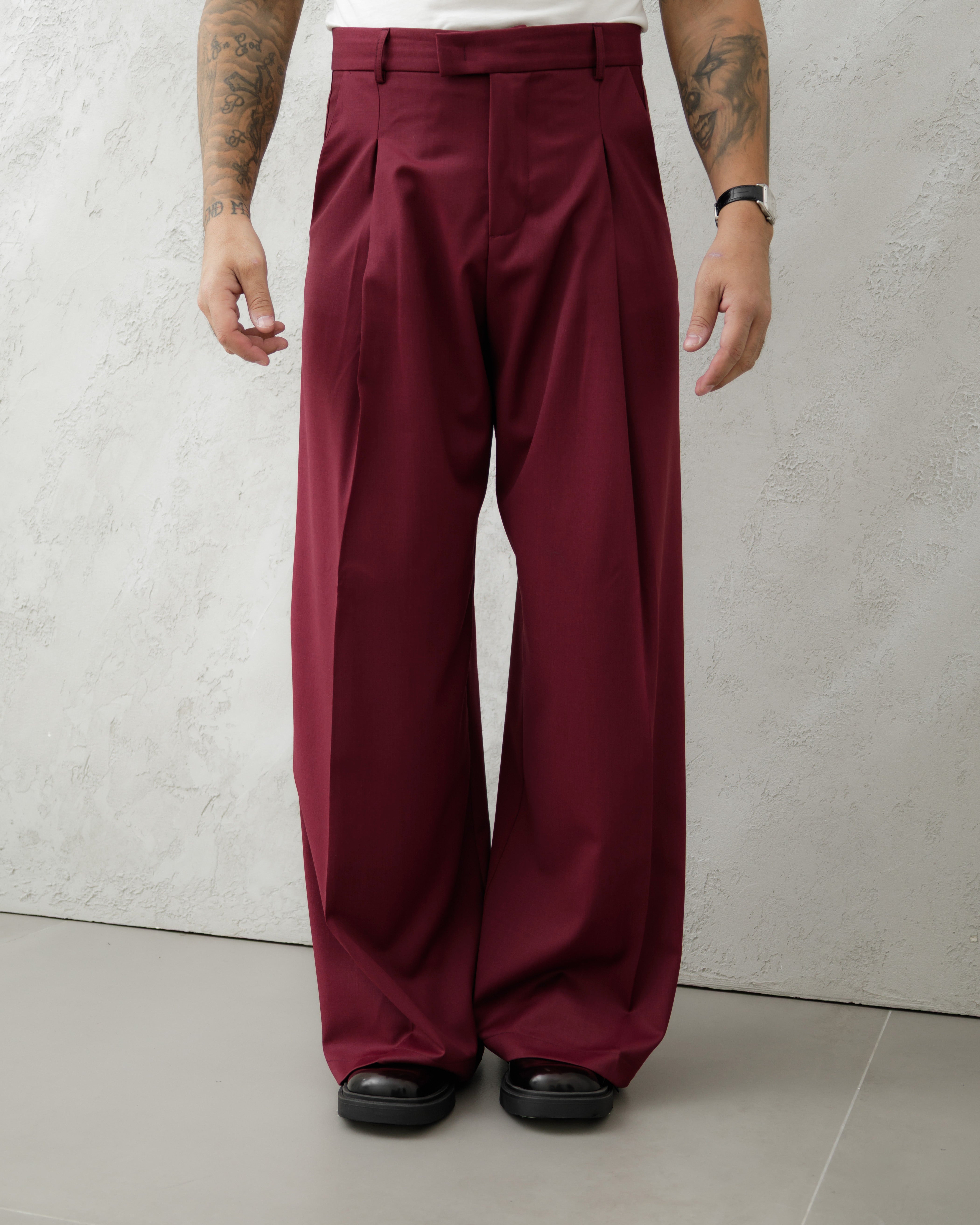 PANTALONI WIDE FIT MA1031 BORDEAUX