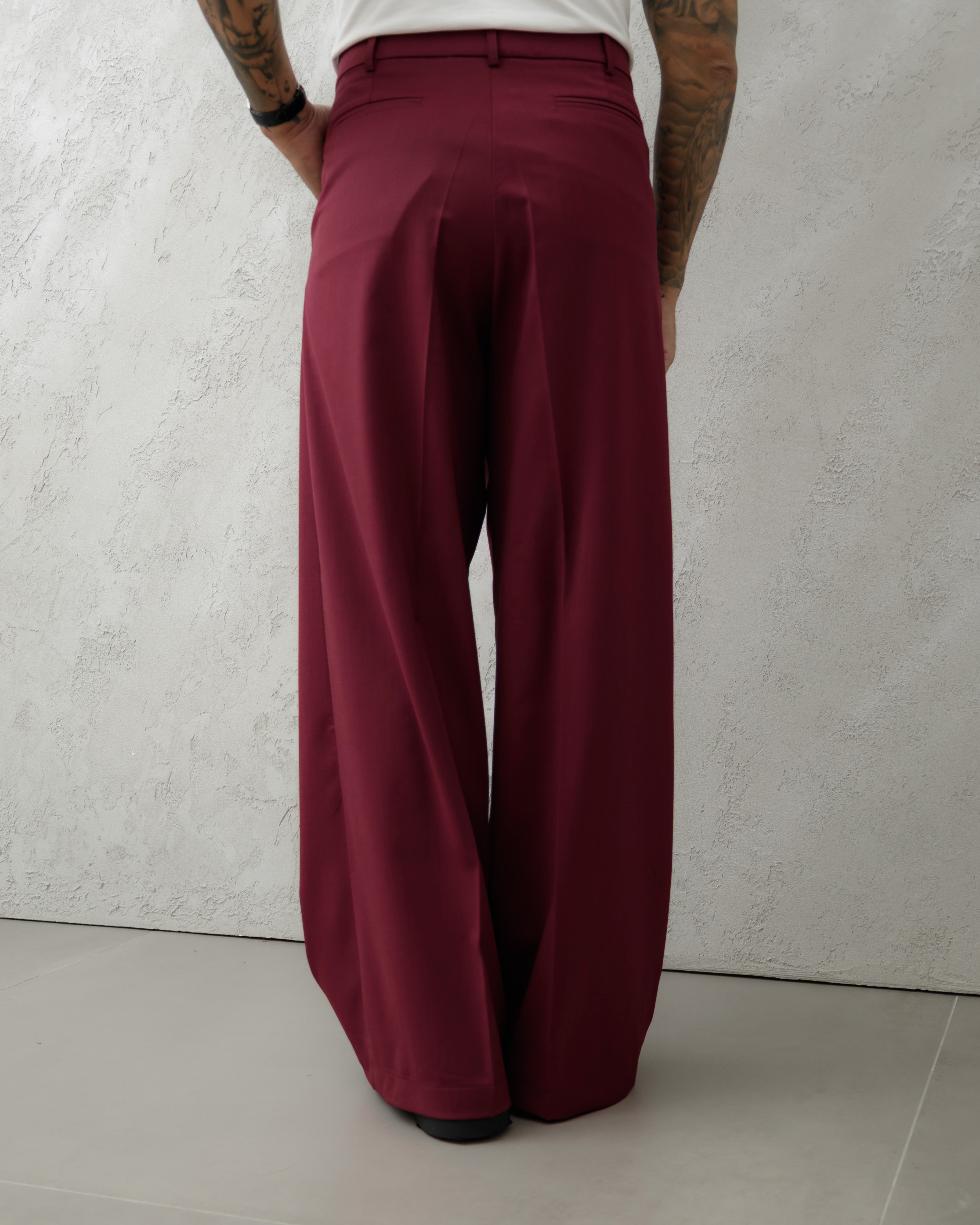 PANTALONI WIDE FIT MA1031 BORDEAUX
