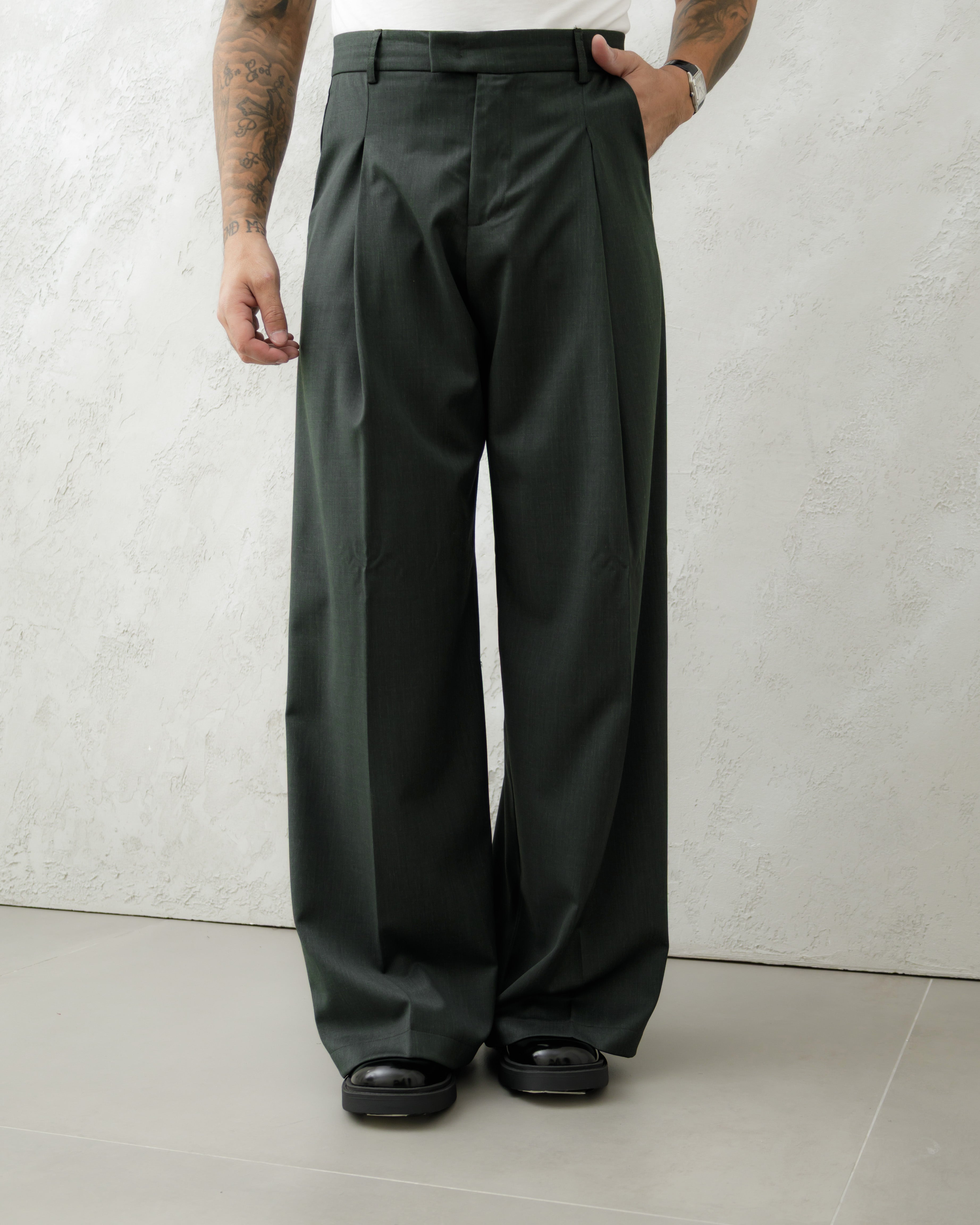 PANTALONI WIDE FIT MA1031 VERDE