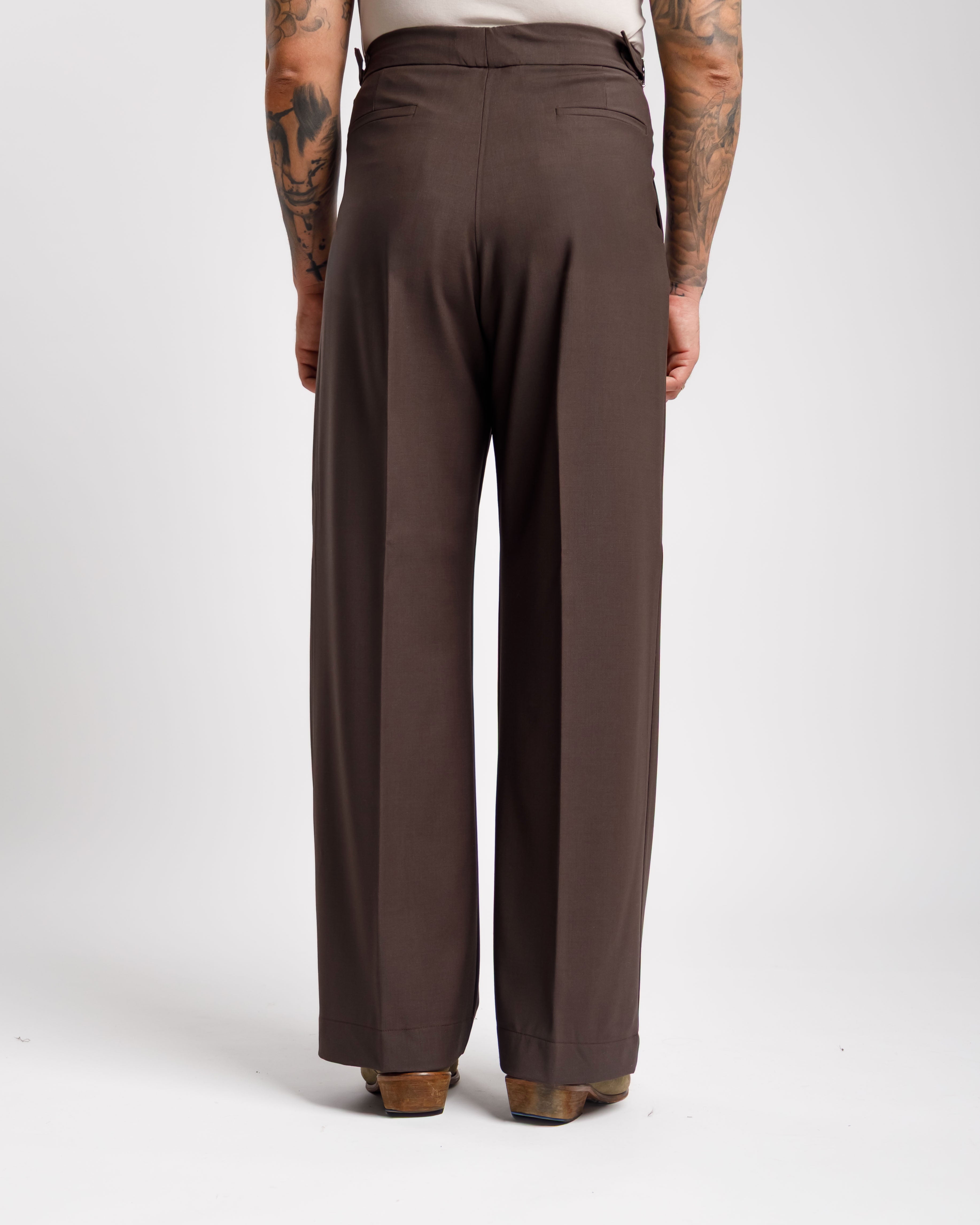 Pantaloni Palazzo Con Fibbie -  Ma1051 Testa Di Moro