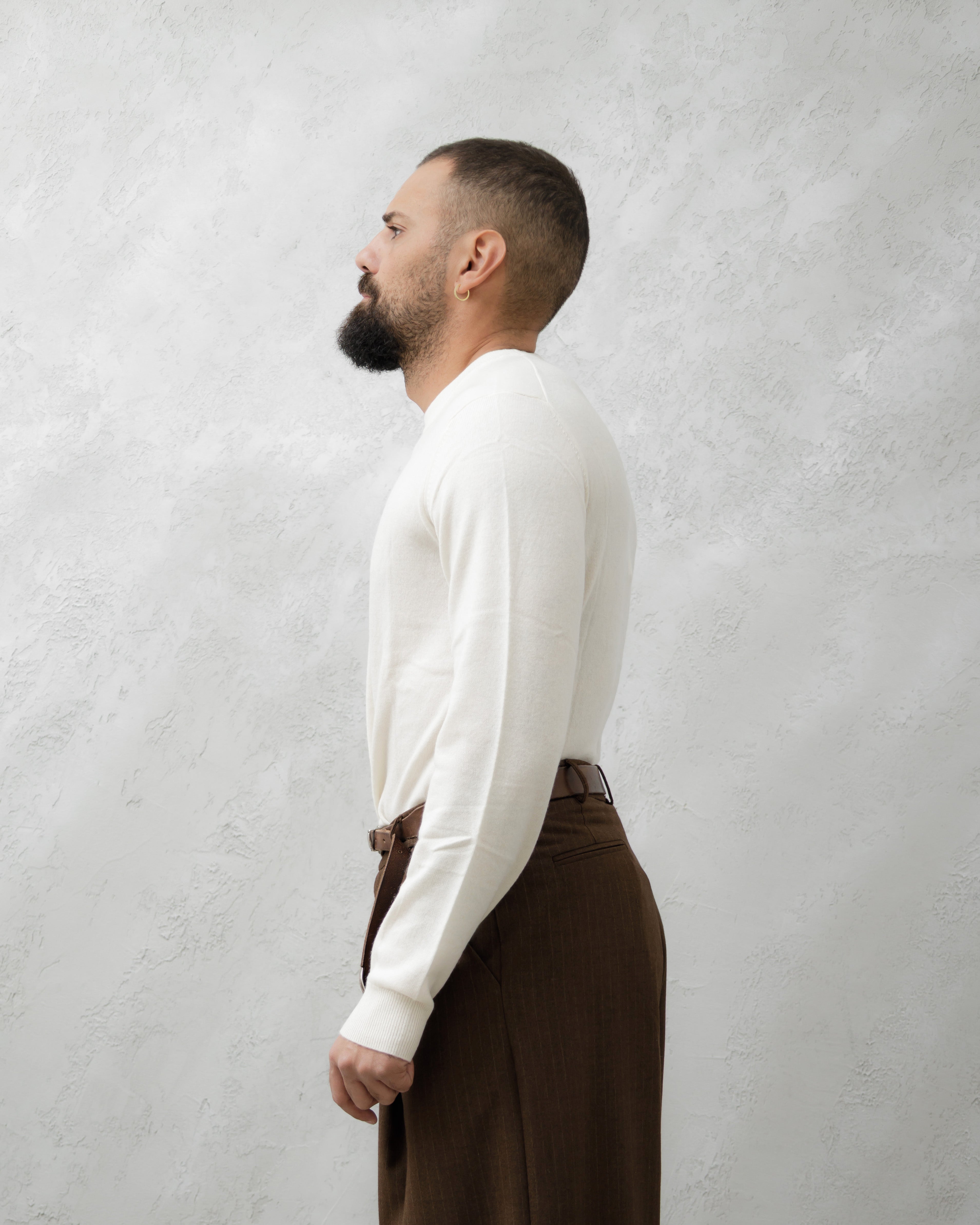 MAGLIONE IN  LANA GIROCOLLO - WW2017 Bianco