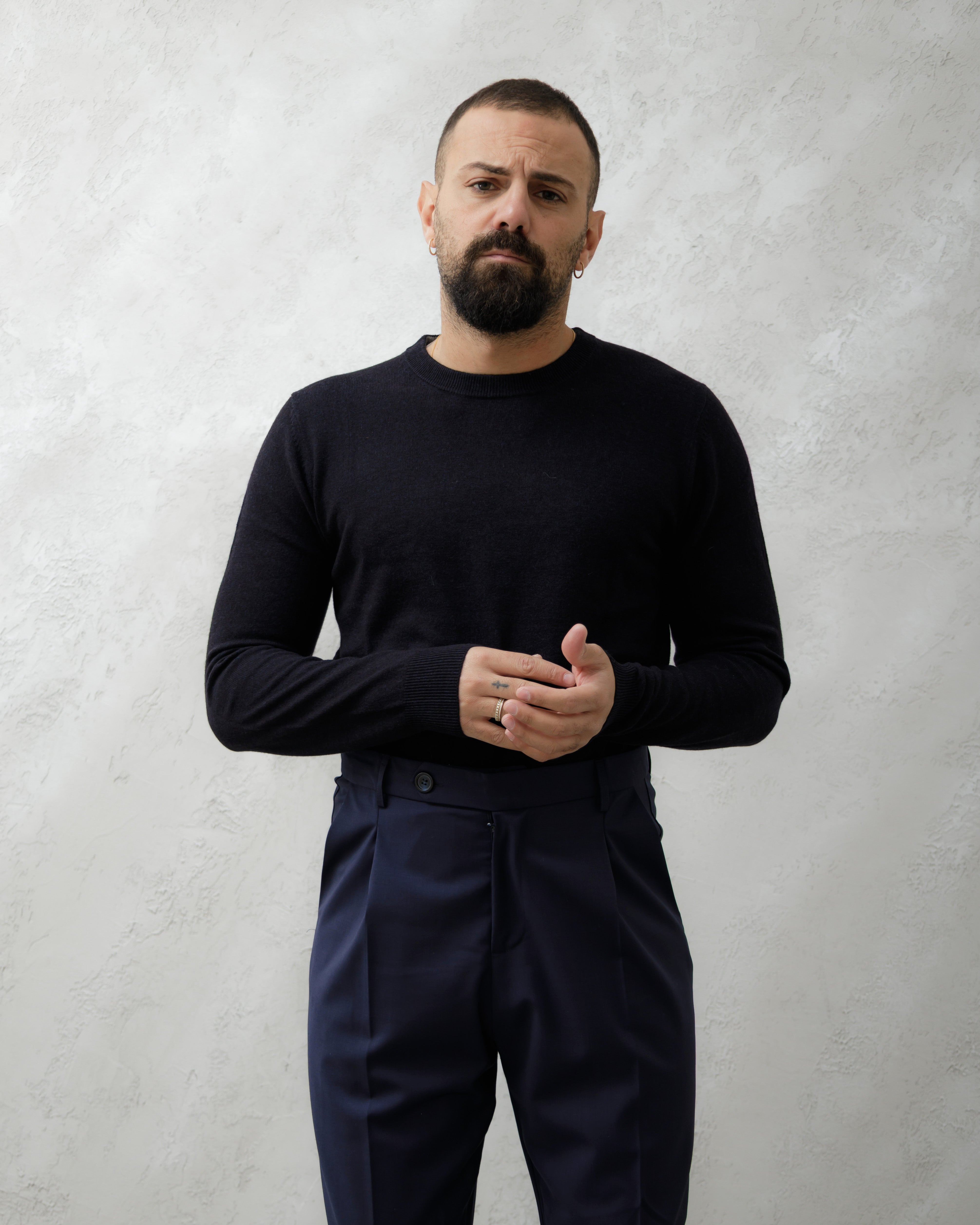 MAGLIONE IN  LANA GIROCOLLO - WW2017 Blu navy