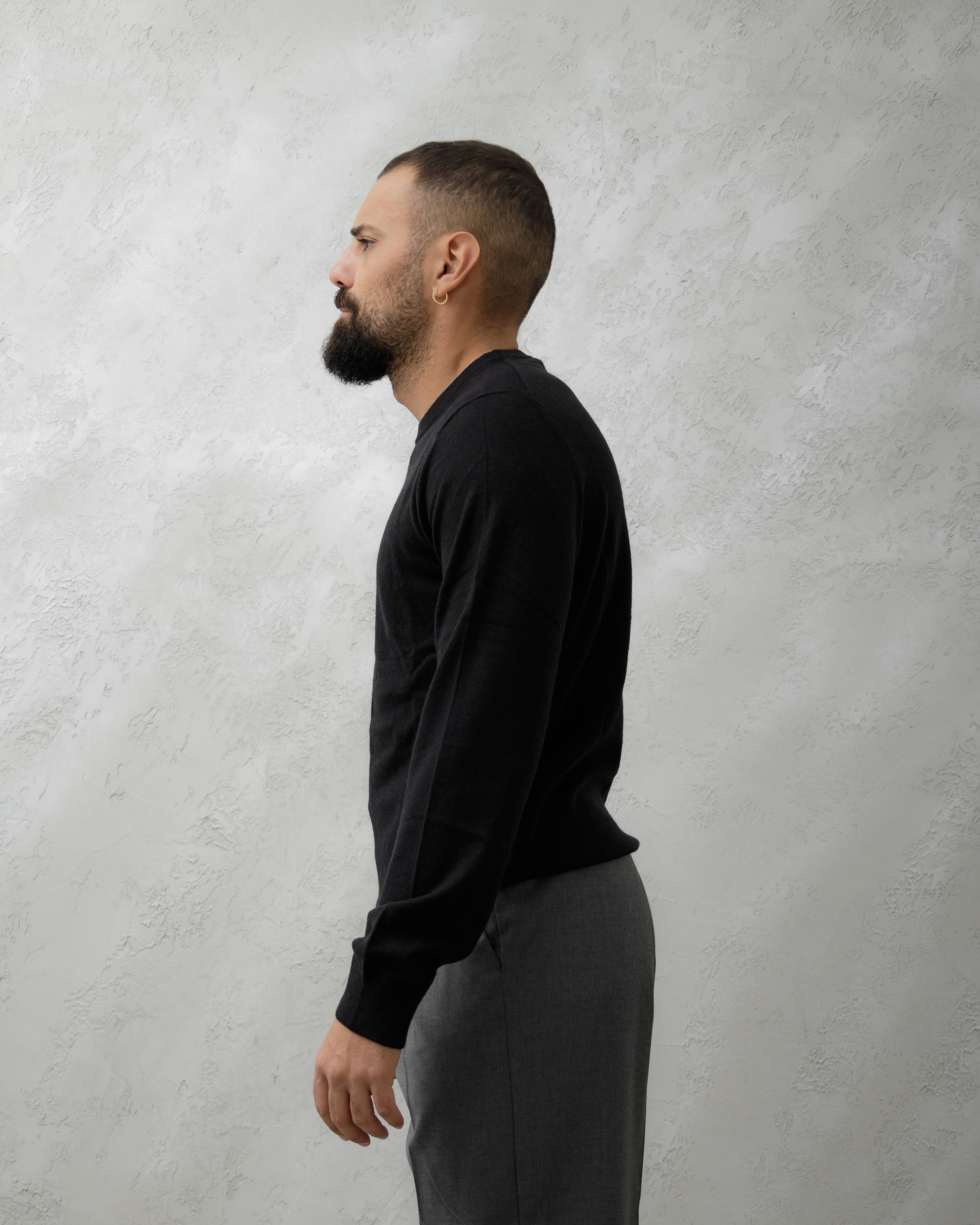 MAGLIONE IN  LANA GIROCOLLO - WW2017 NERO