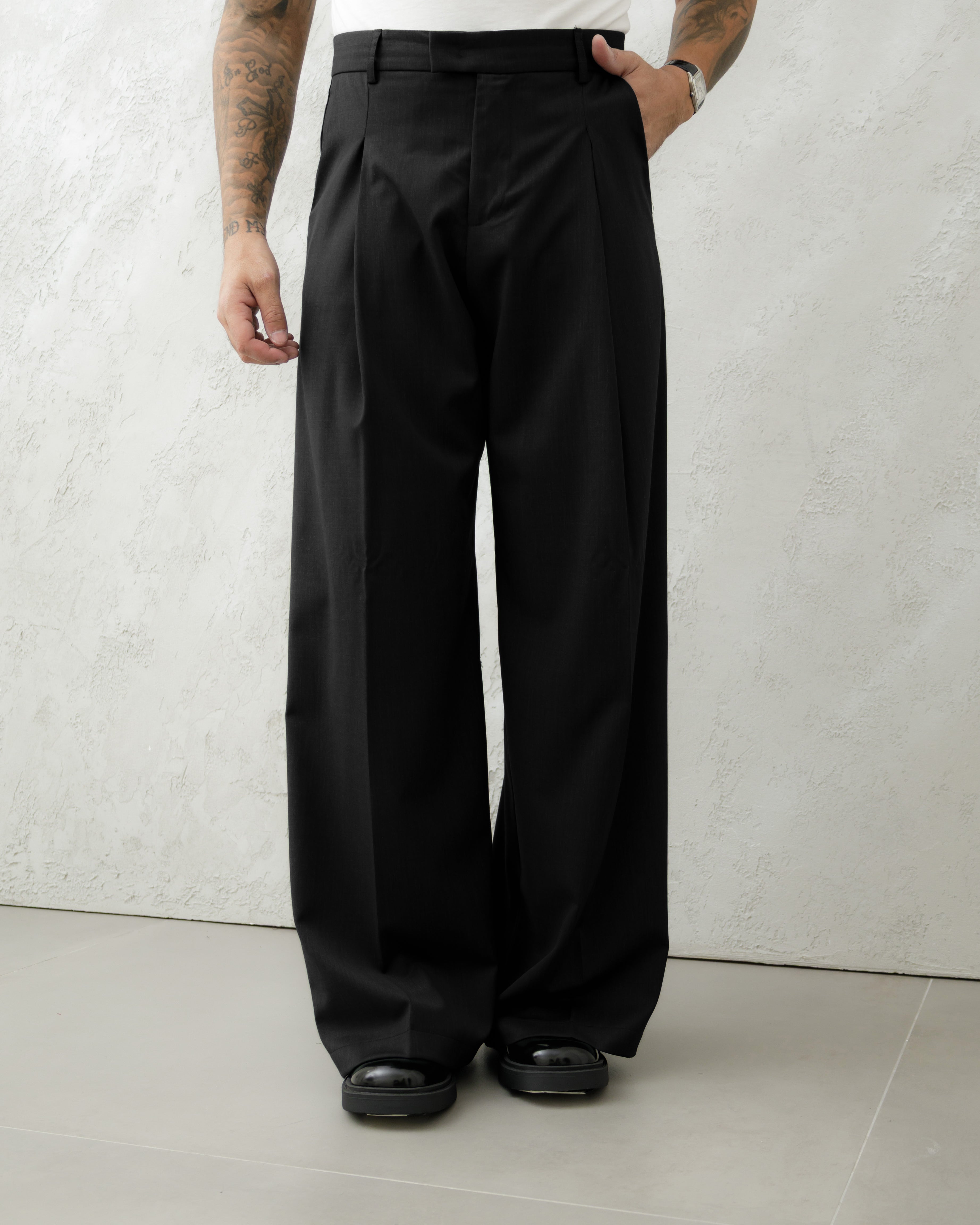 PANTALONI WIDE FIT MA1031 NERO