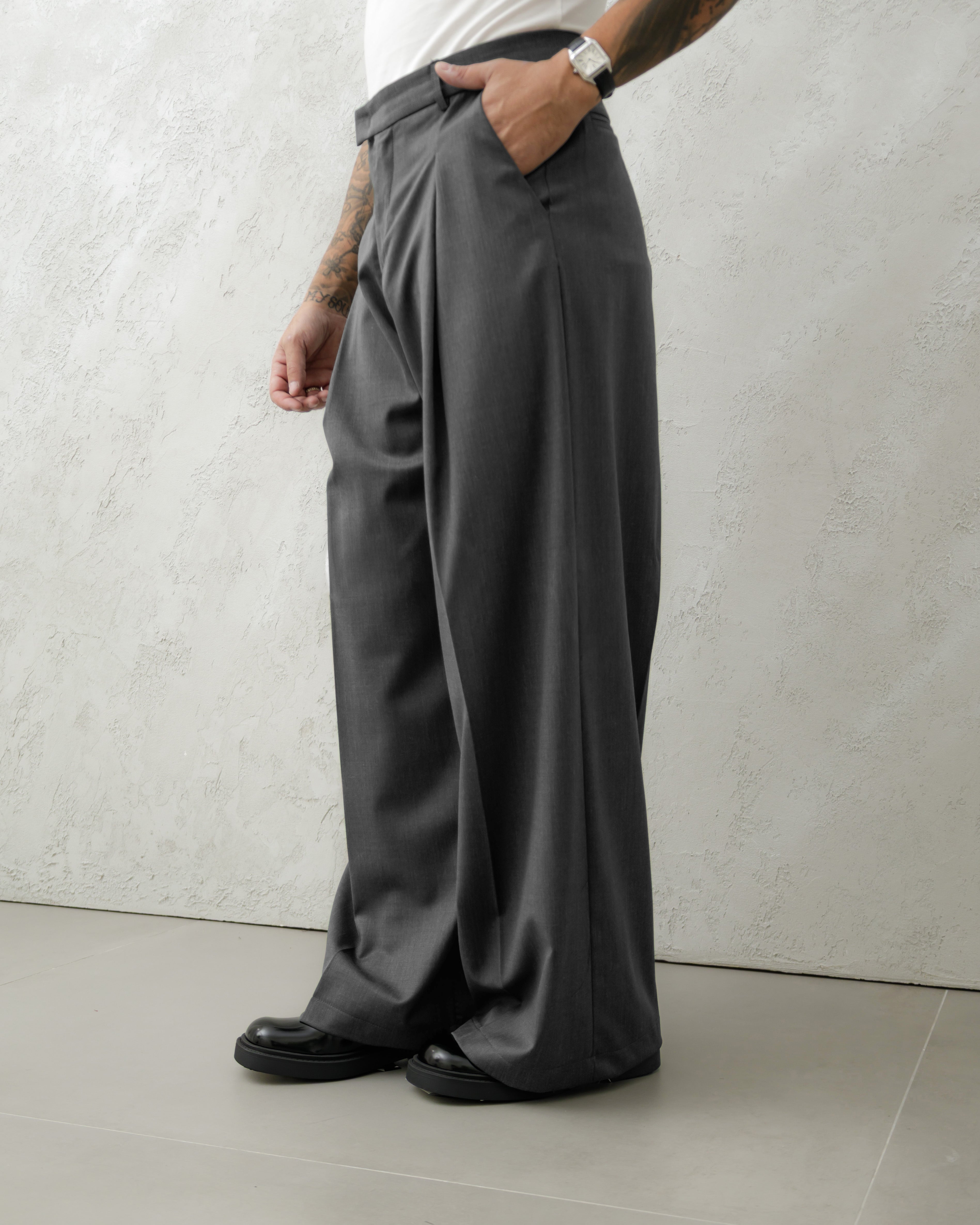 PANTALONI WIDE FIT MA1031 GRIGIO