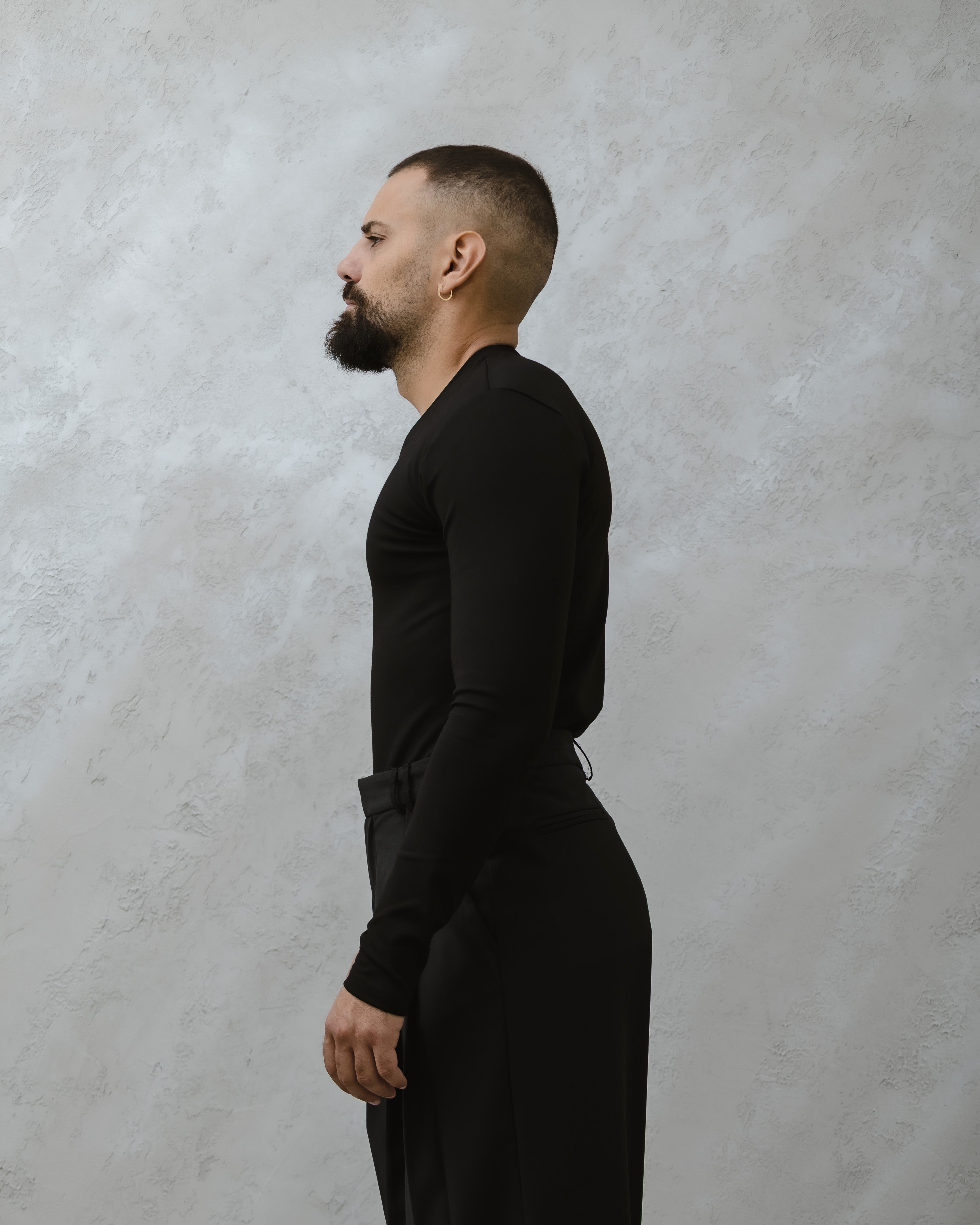 T-SHIRT PUNTO MILANO SCOLLO A V- MA1011PM NERO