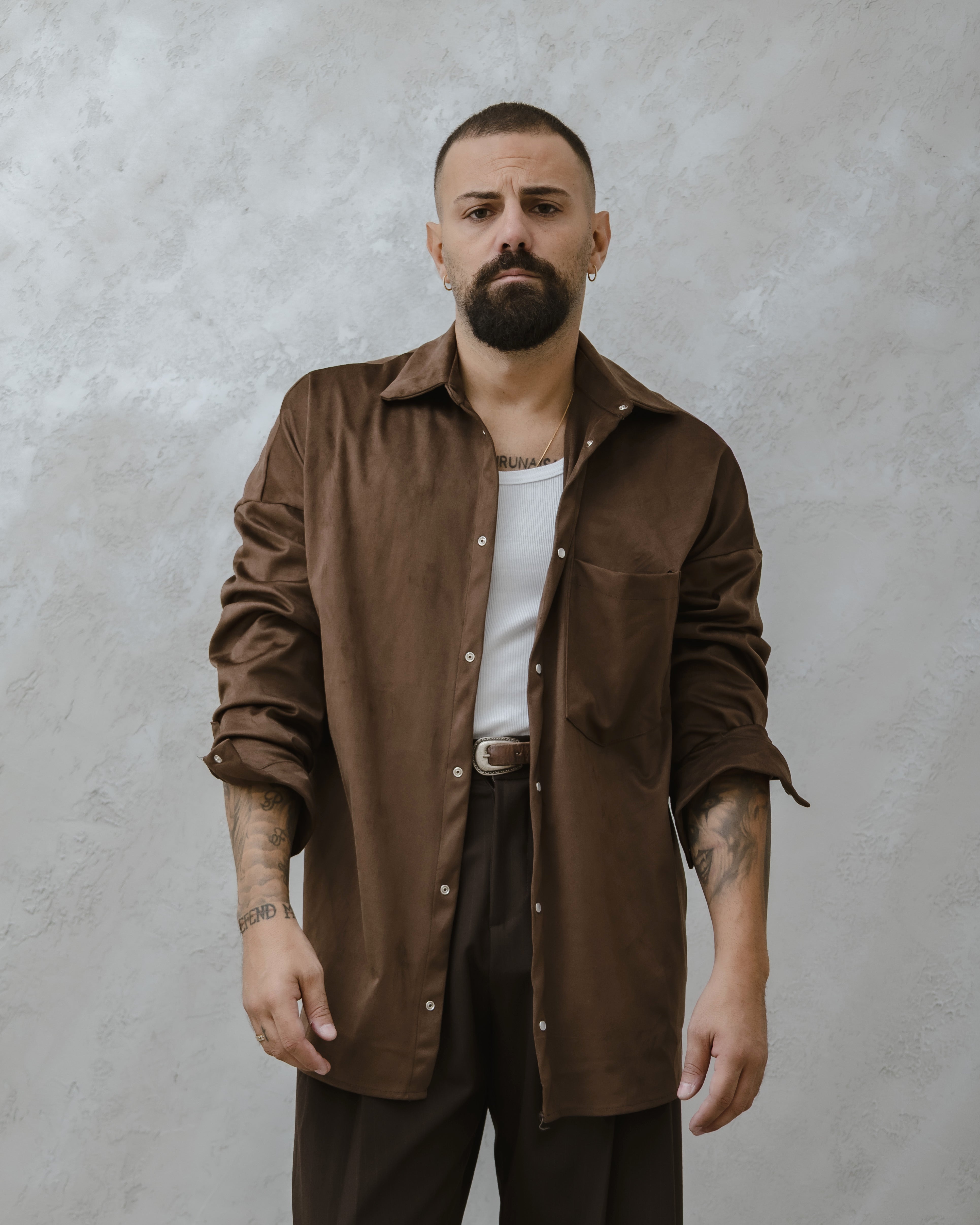 CAMICIA DAINETTO-MA1018 MARRONE