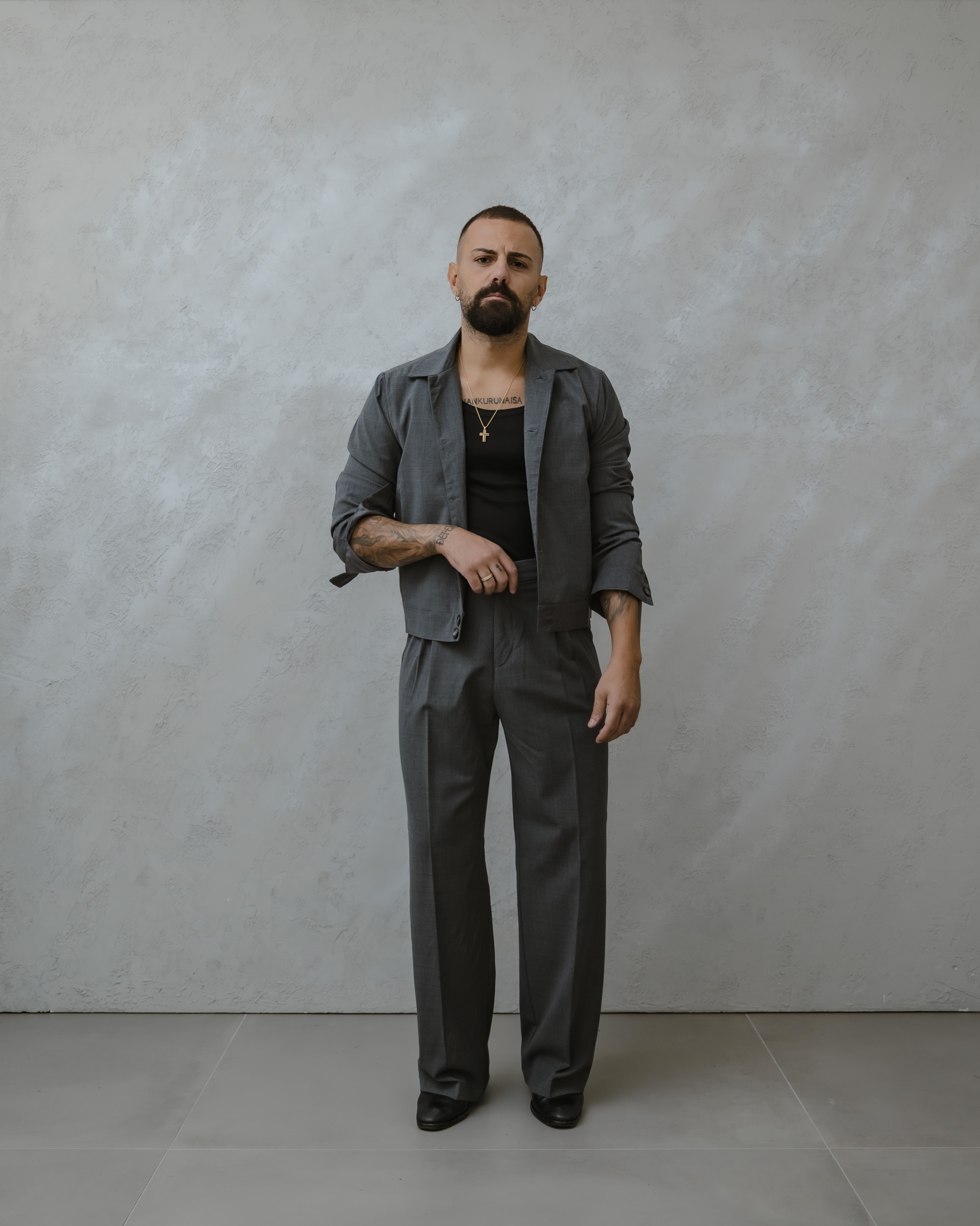 GIACCA CROP-MA1019 GRIGIO