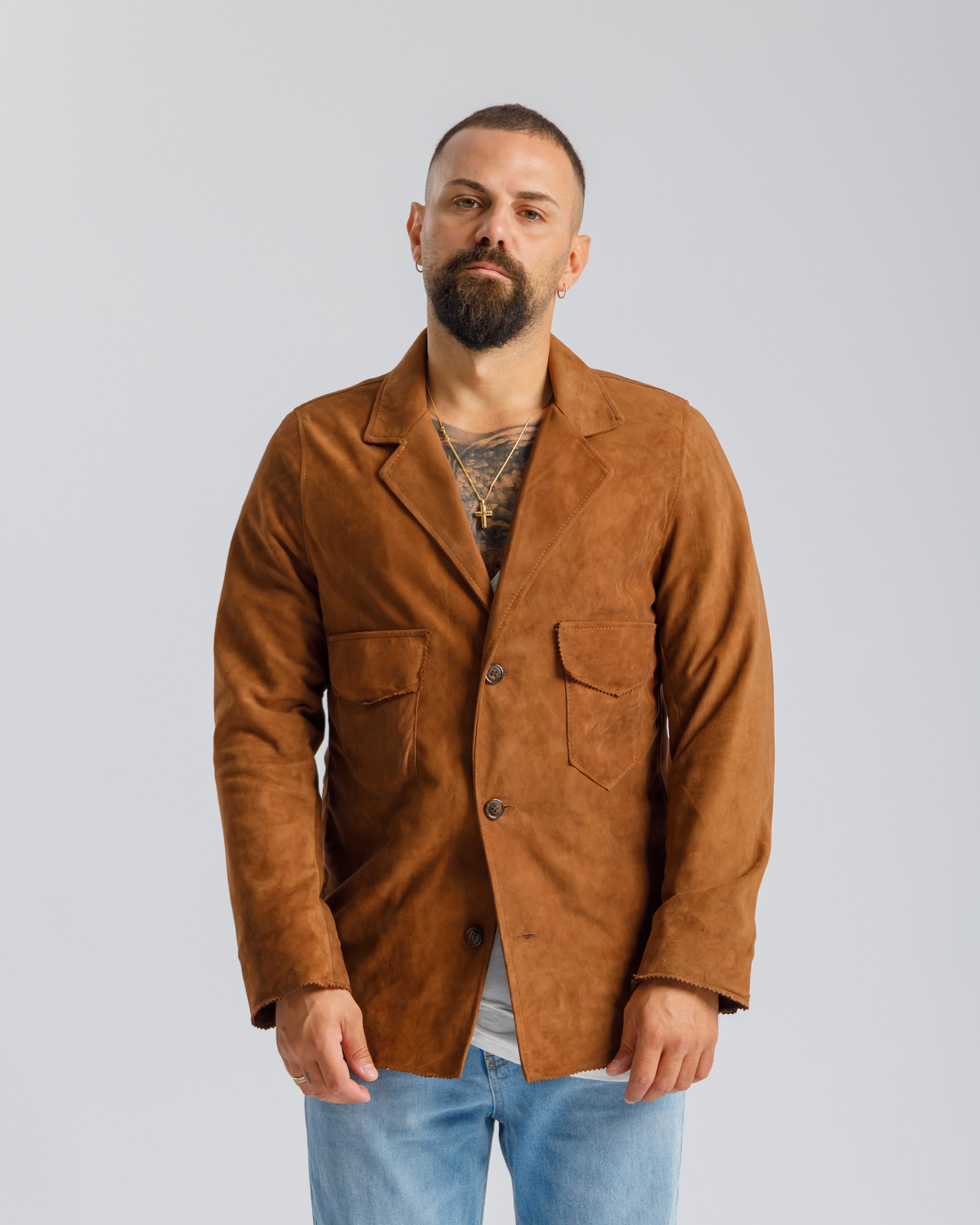 Giacca camoscio - MA71396 cognac
