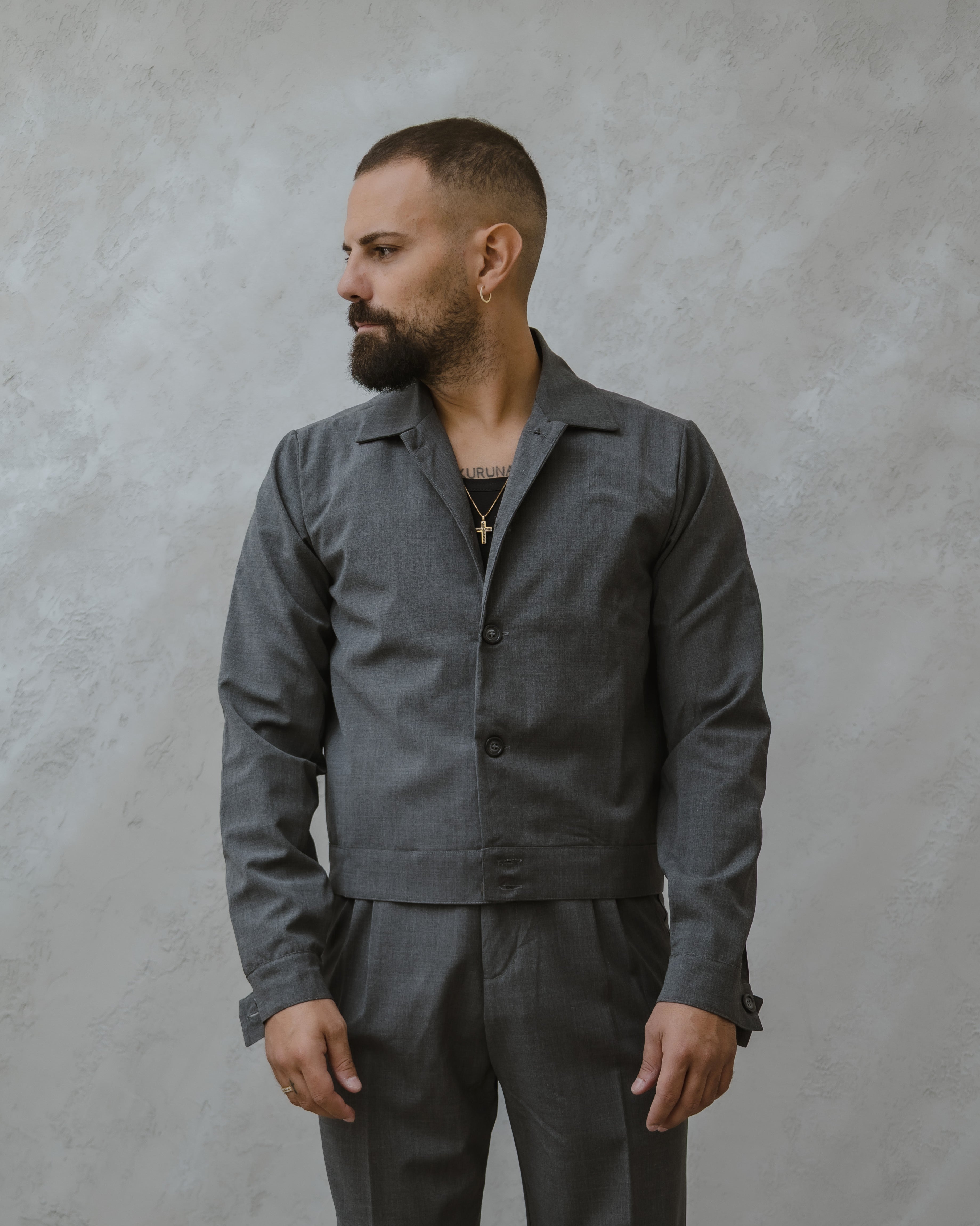 GIACCA CROP-MA1019 GRIGIO