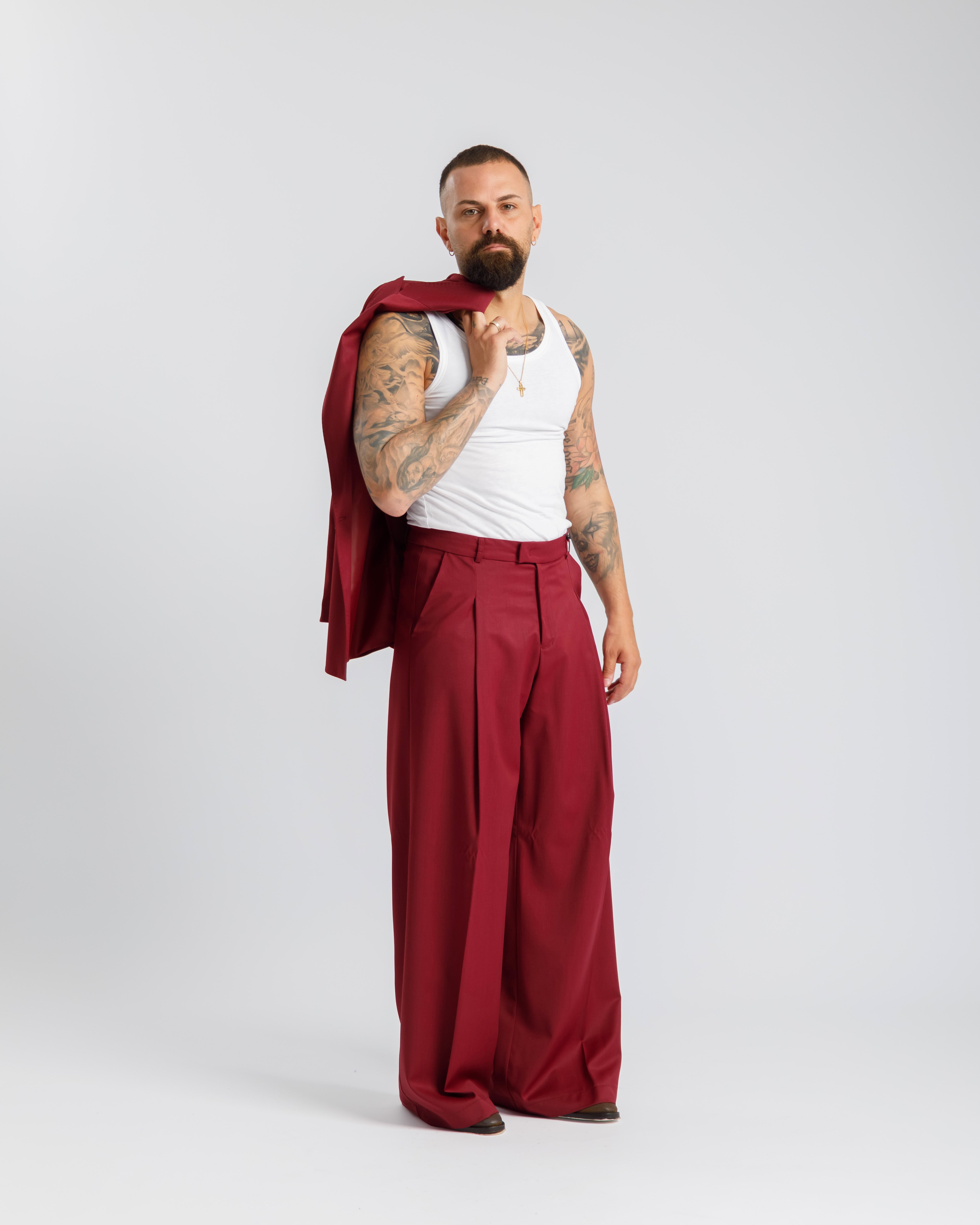 Pantaloni Wide Fit Ma1031 Bordeaux