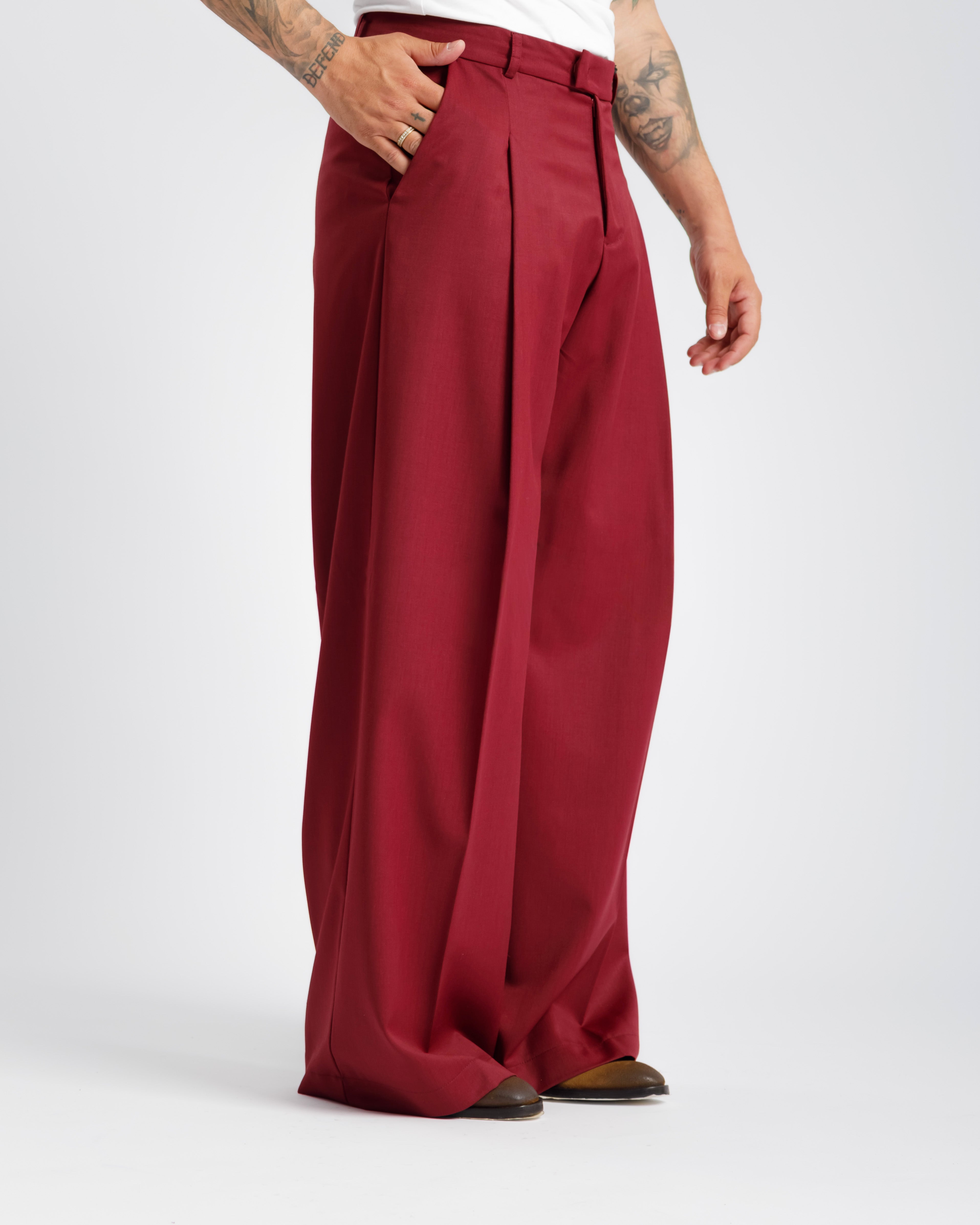 Pantaloni Wide Fit Ma1031 Bordeaux