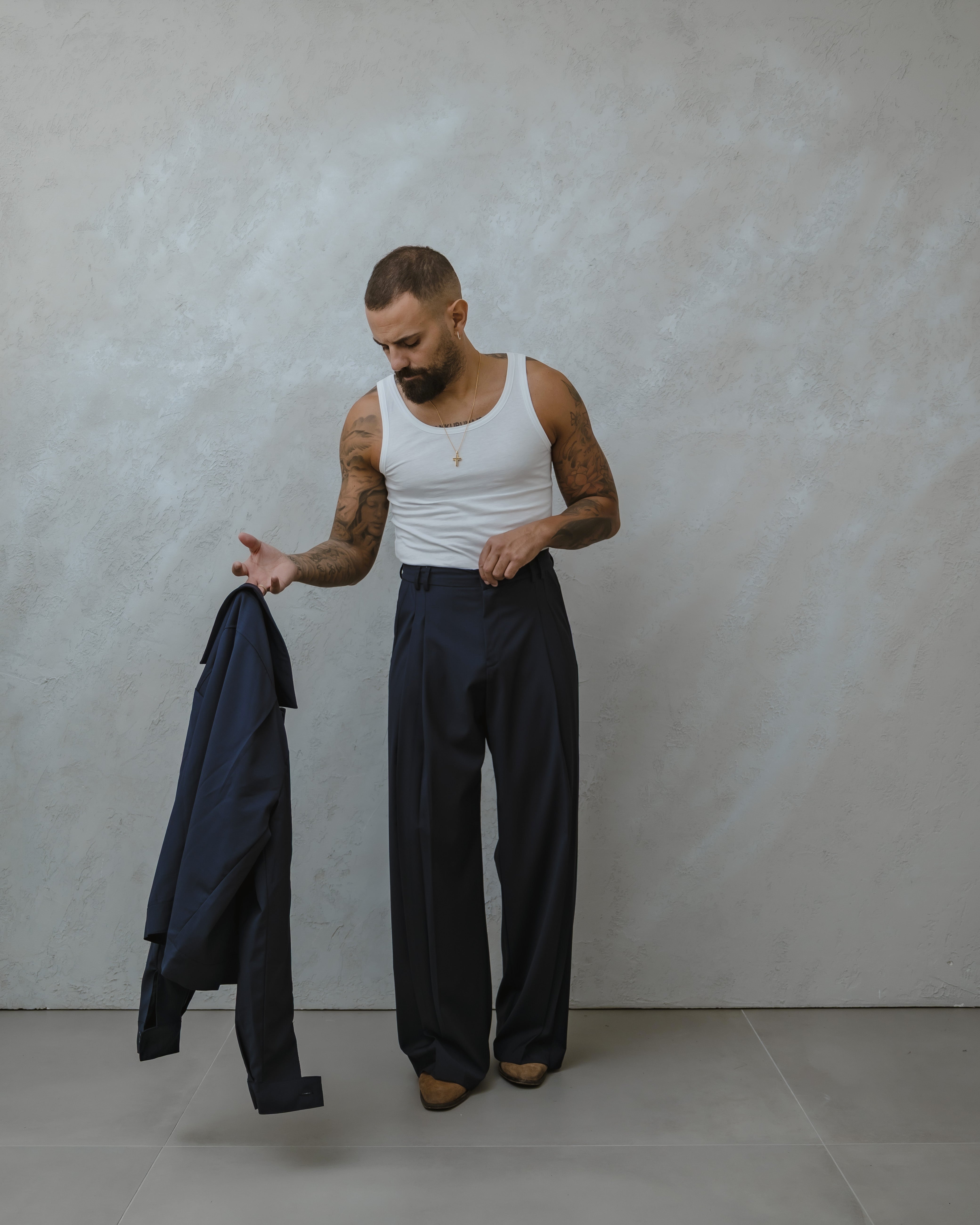 PANTALONI FONDO LARGO-MA1024 blu