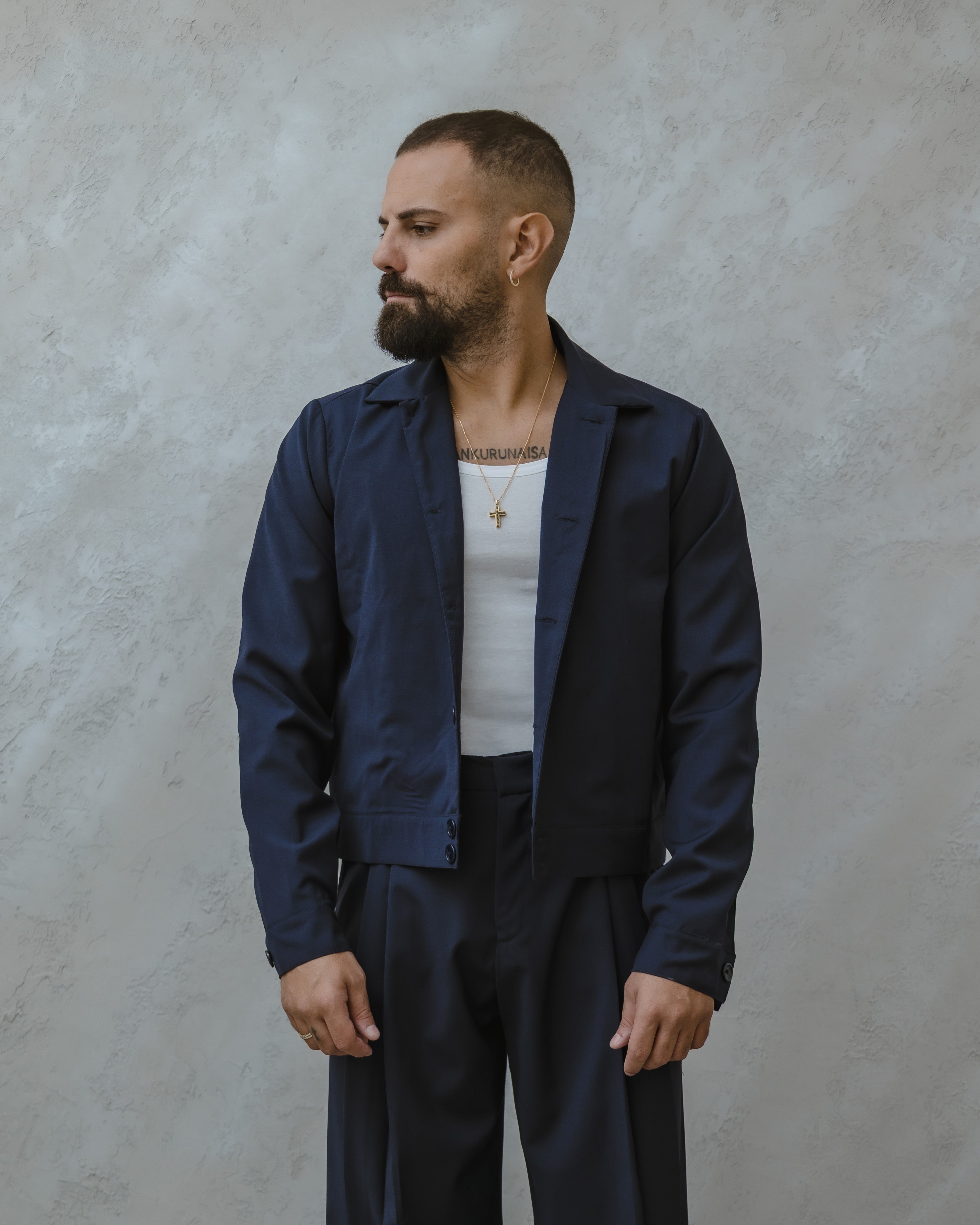 GIACCA CROP-MA1019 BLU