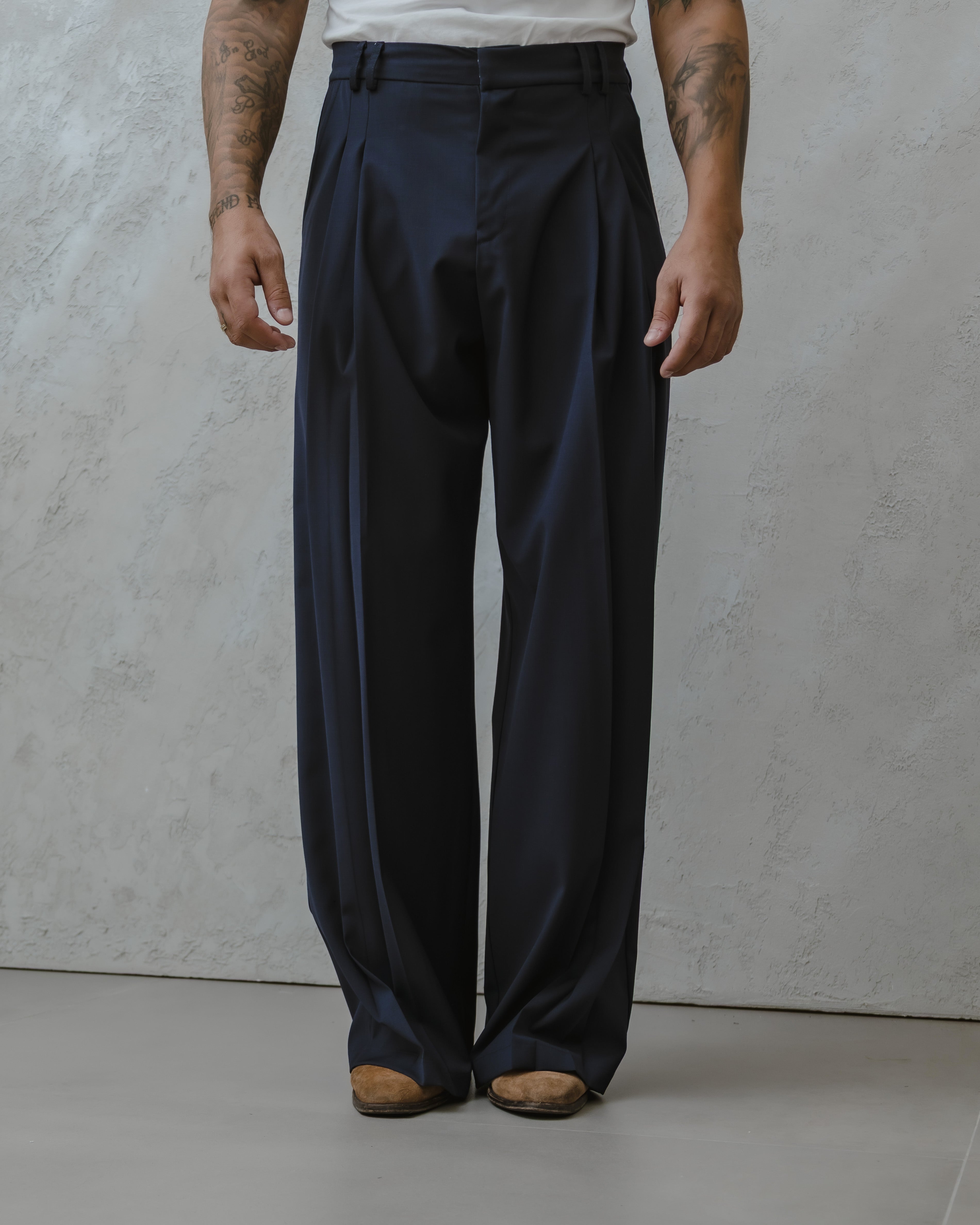 PANTALONI FONDO LARGO-MA1024 blu