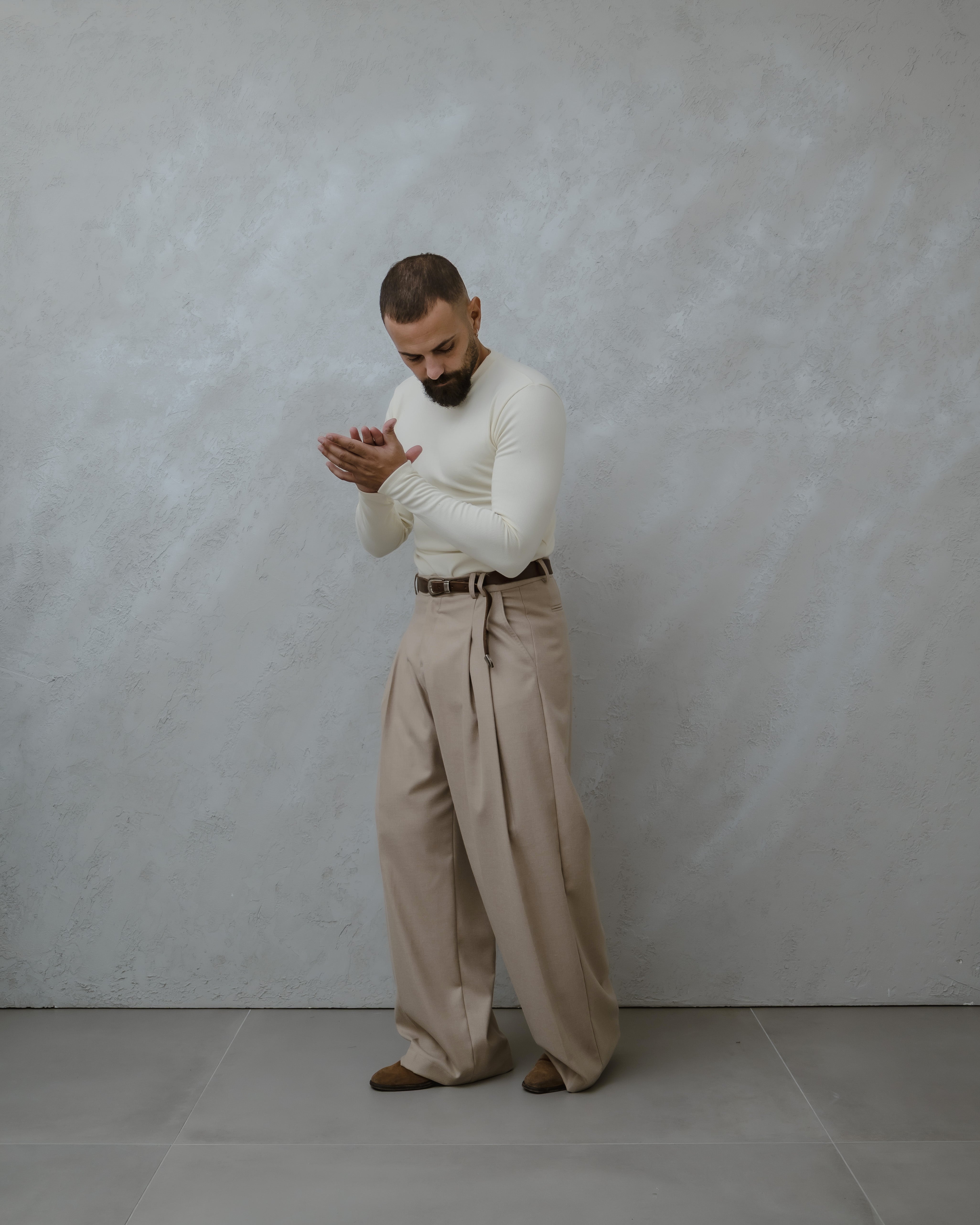 MAGLIA GIROCOLLO A COSTE - MA1017 Beige