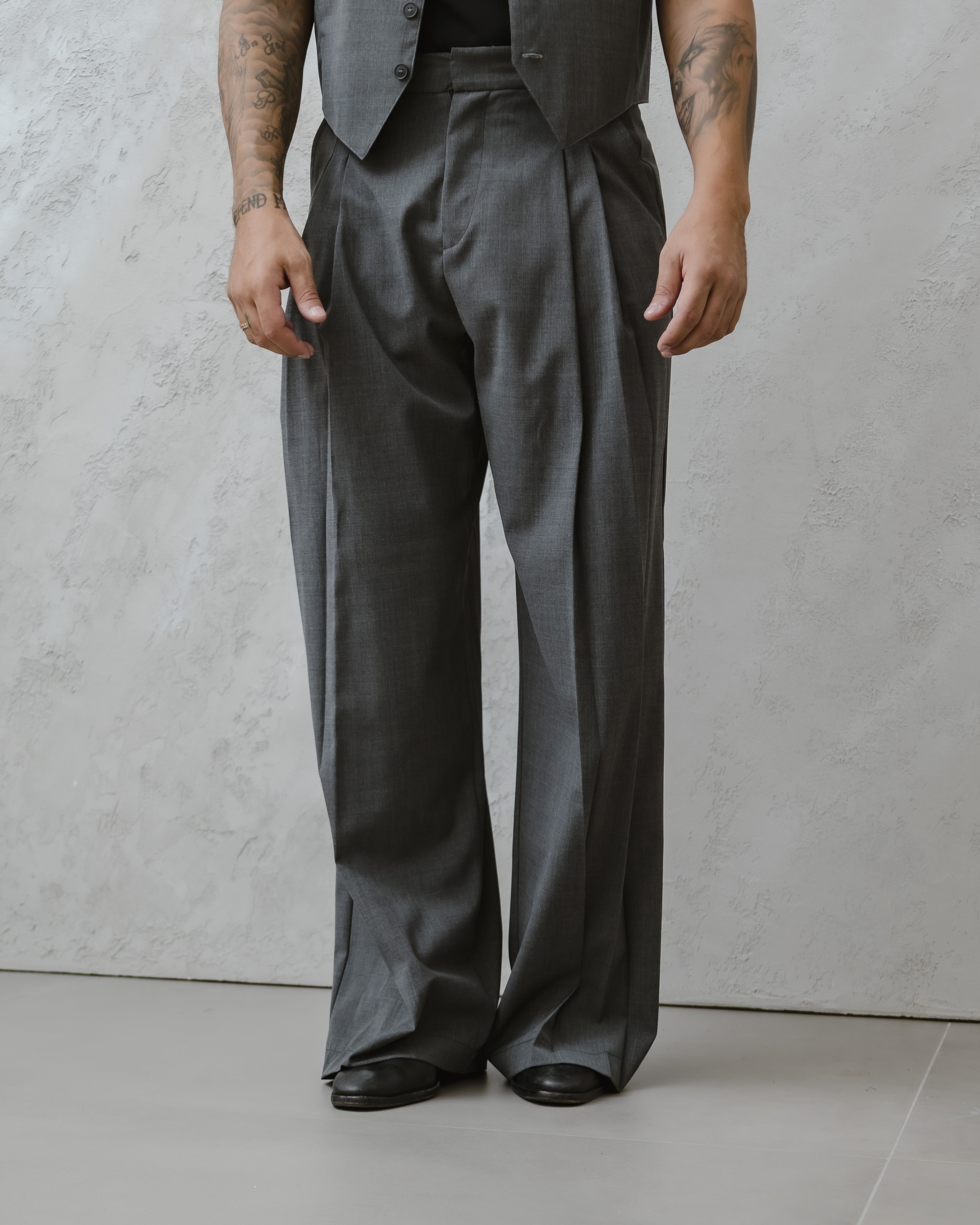 PANTALONI FONDO LARGO-MA1024 grigio