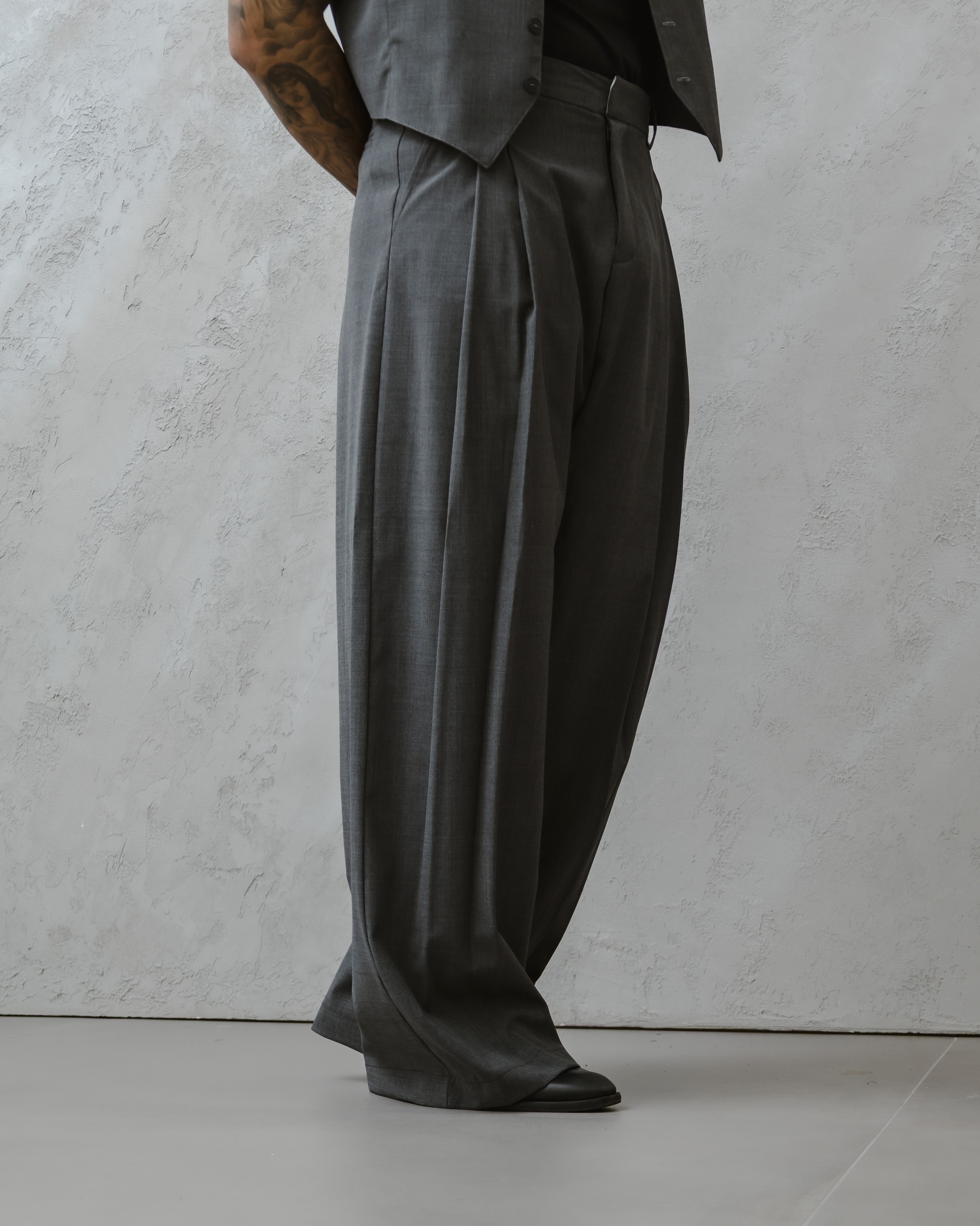 PANTALONI FONDO LARGO-MA1024 grigio