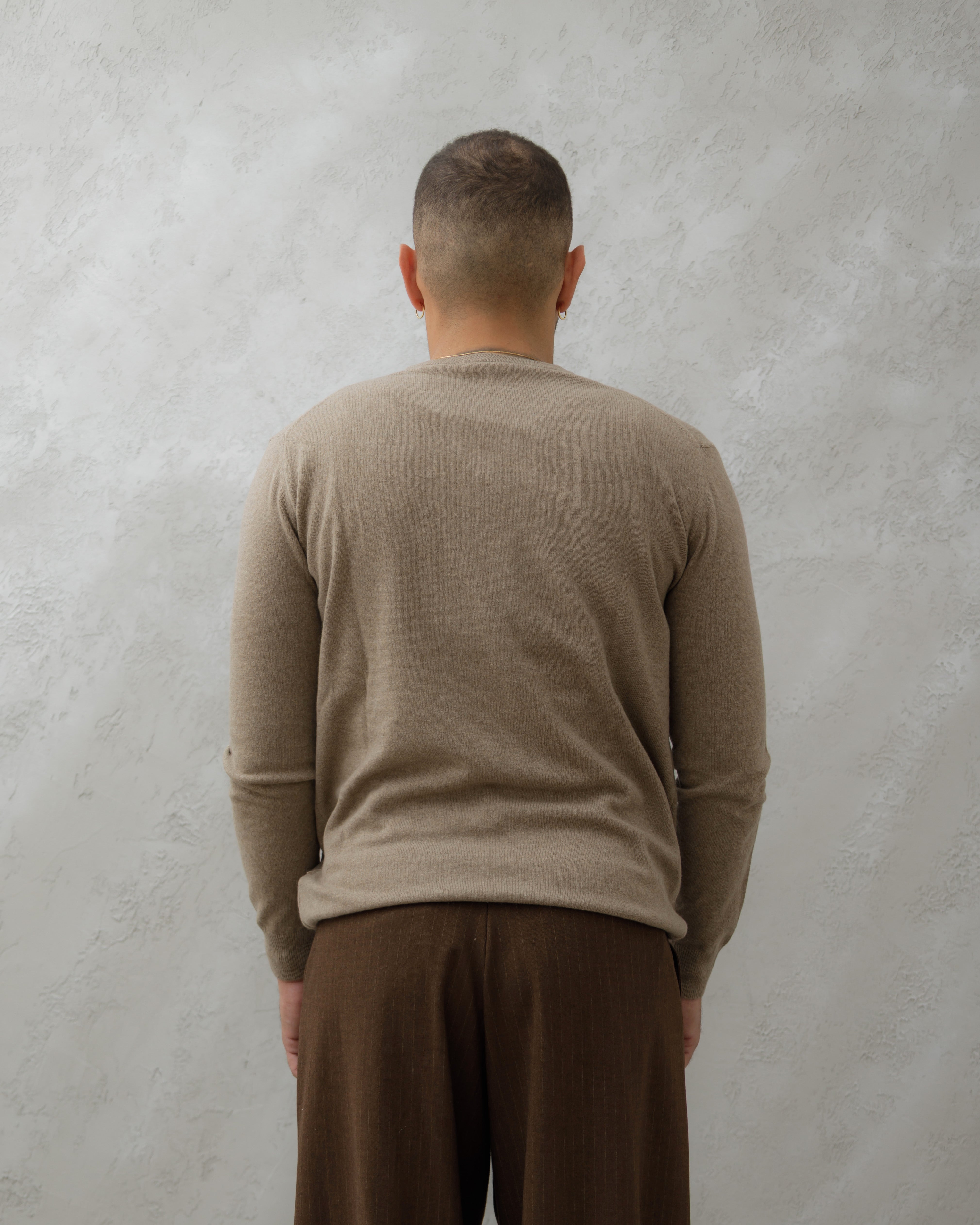 MAGLIA IN LANA SCOLLO V - MA7066 Beige