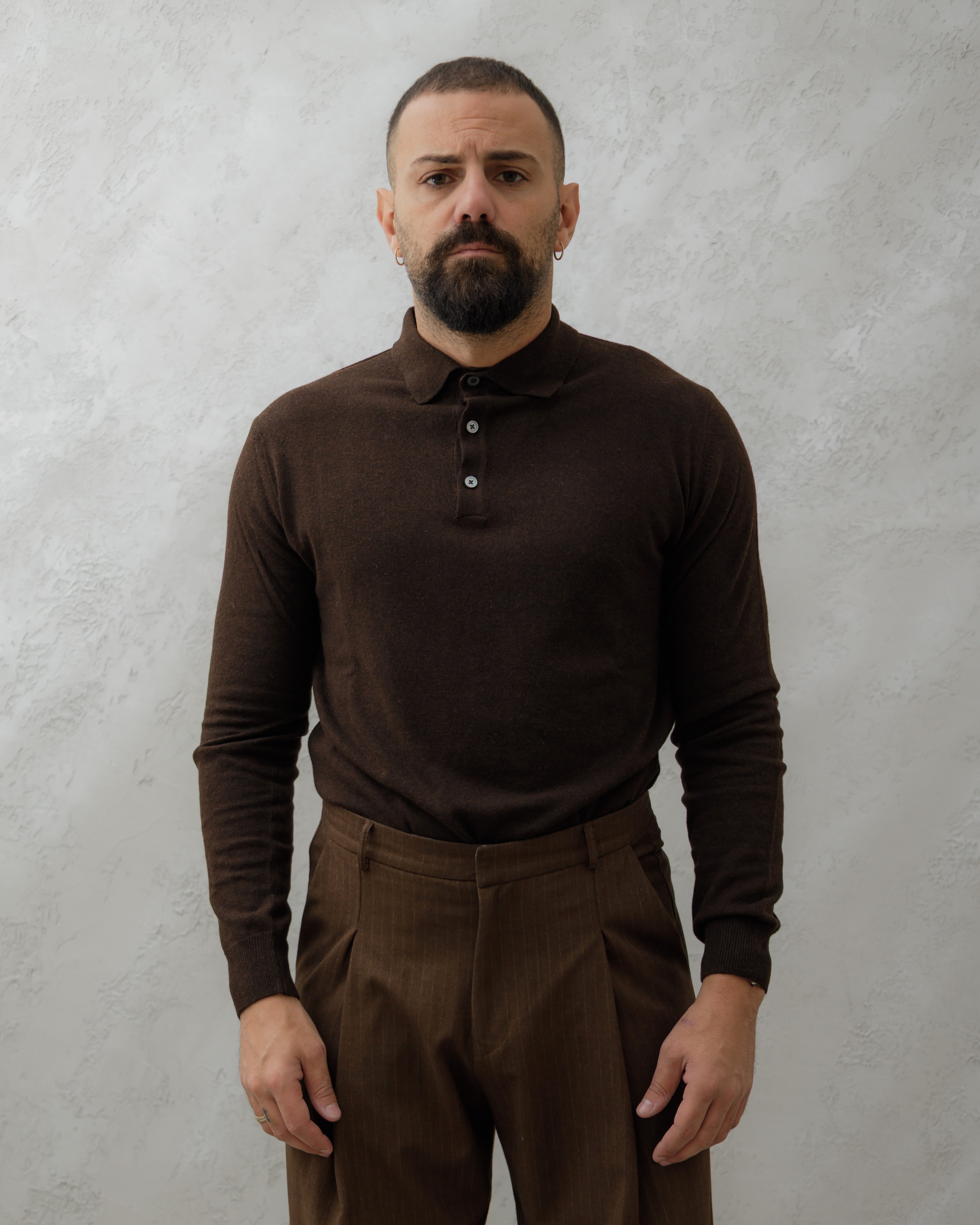 POLO IN LANA -  MA7969 Testa di moro