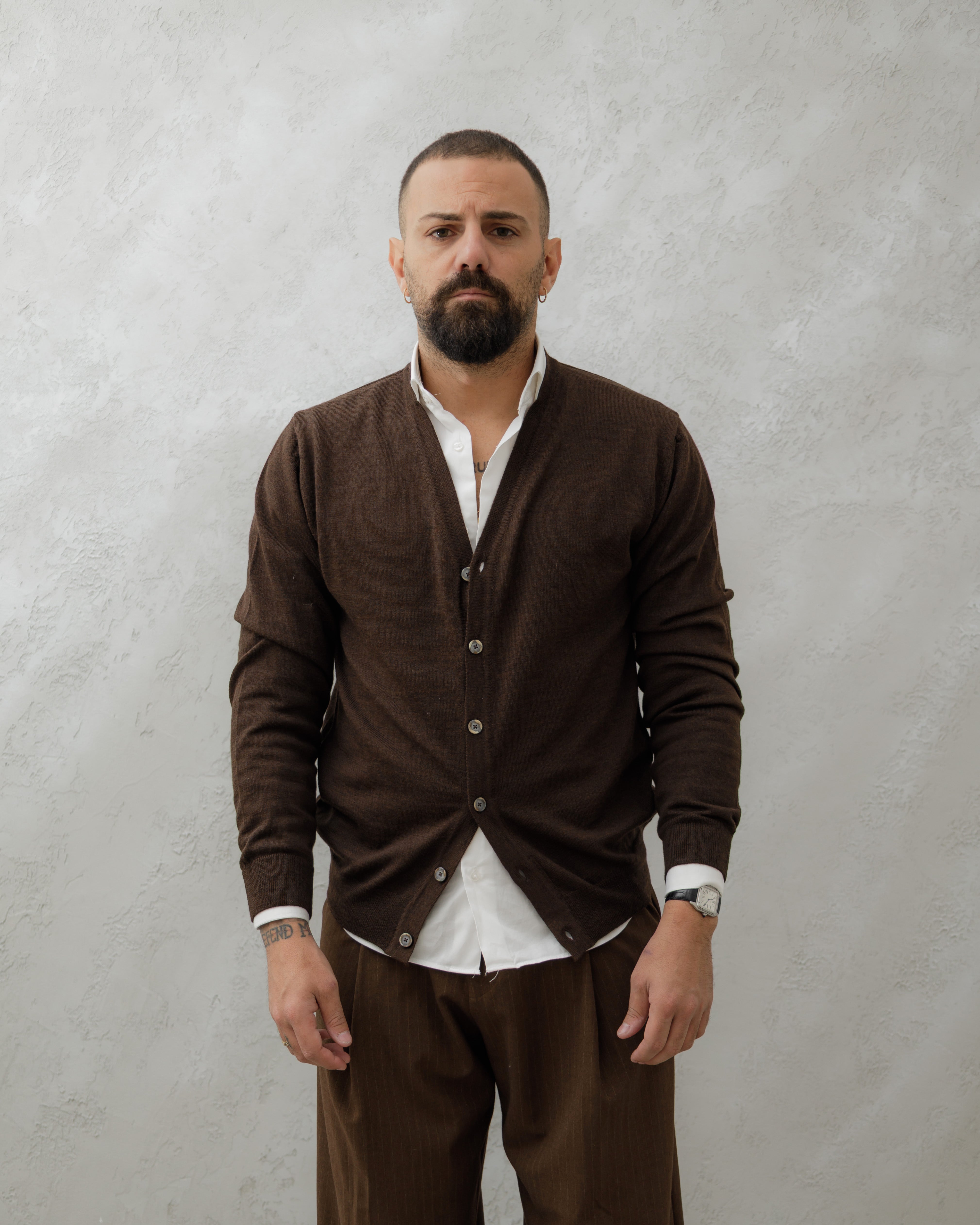 CARDIGAN IN LANA - MA8517 Testa di moro