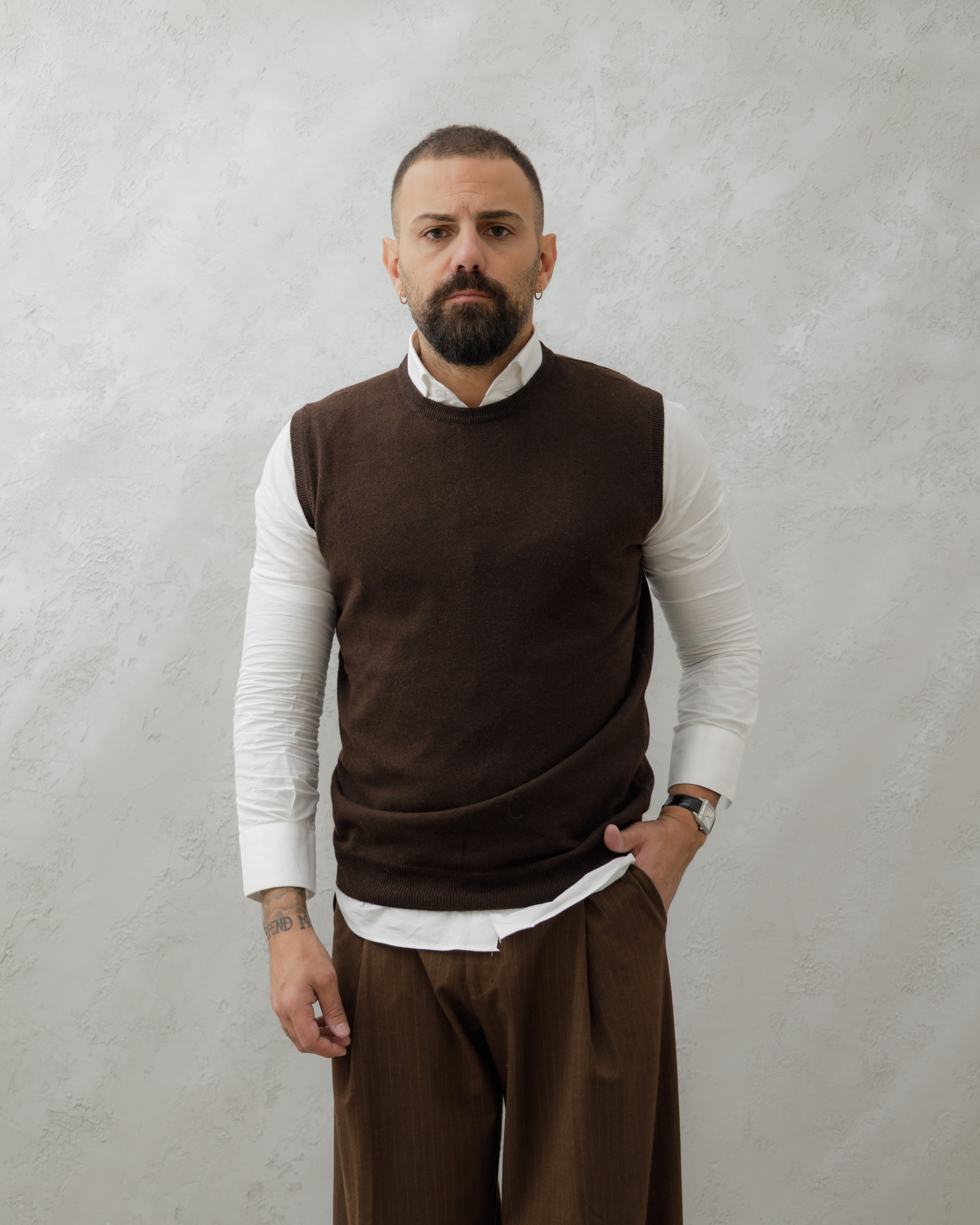 GILET IN LANA - MA7274 Testa di moro