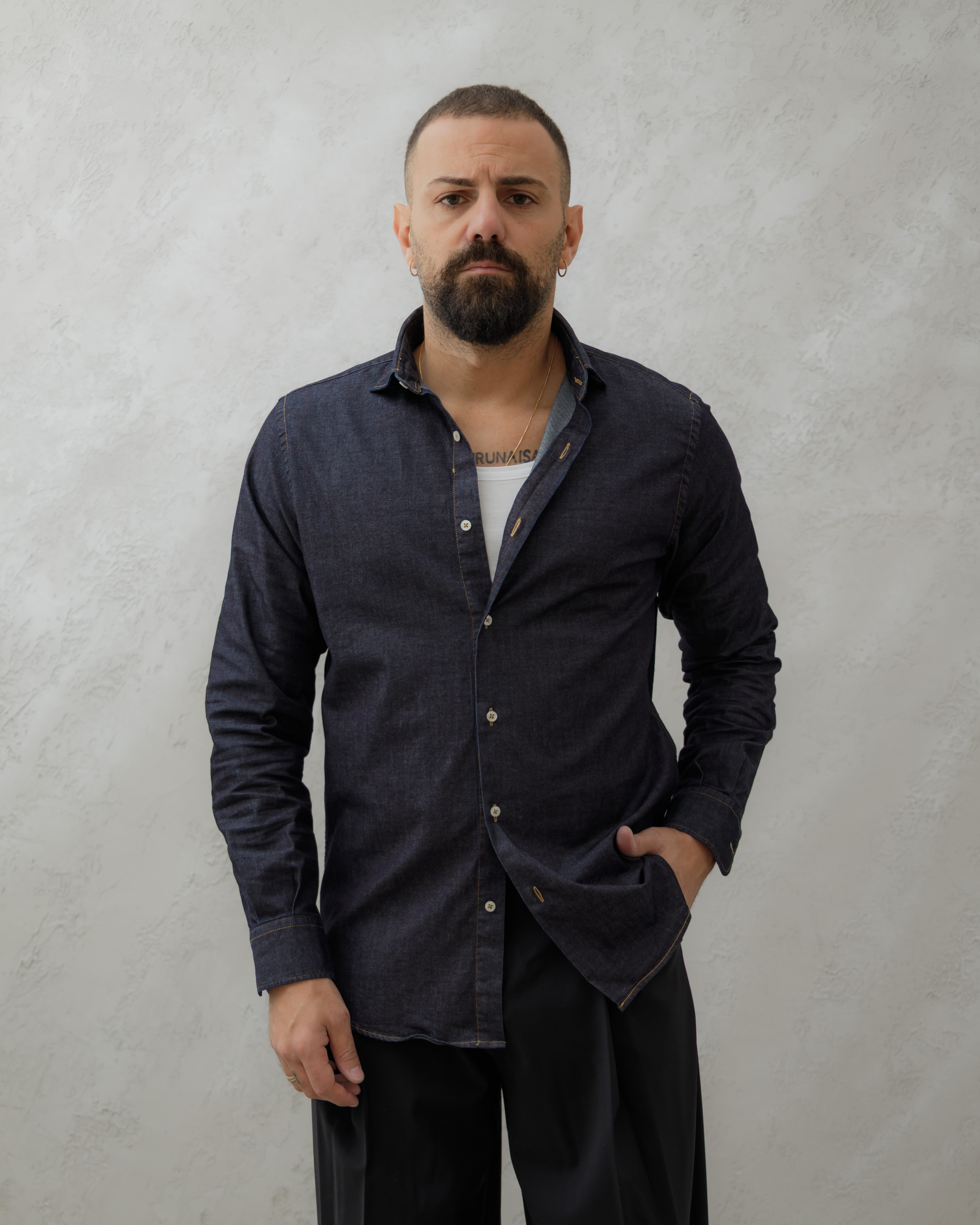 CAMICIA DENIM  - MA8517 NERO