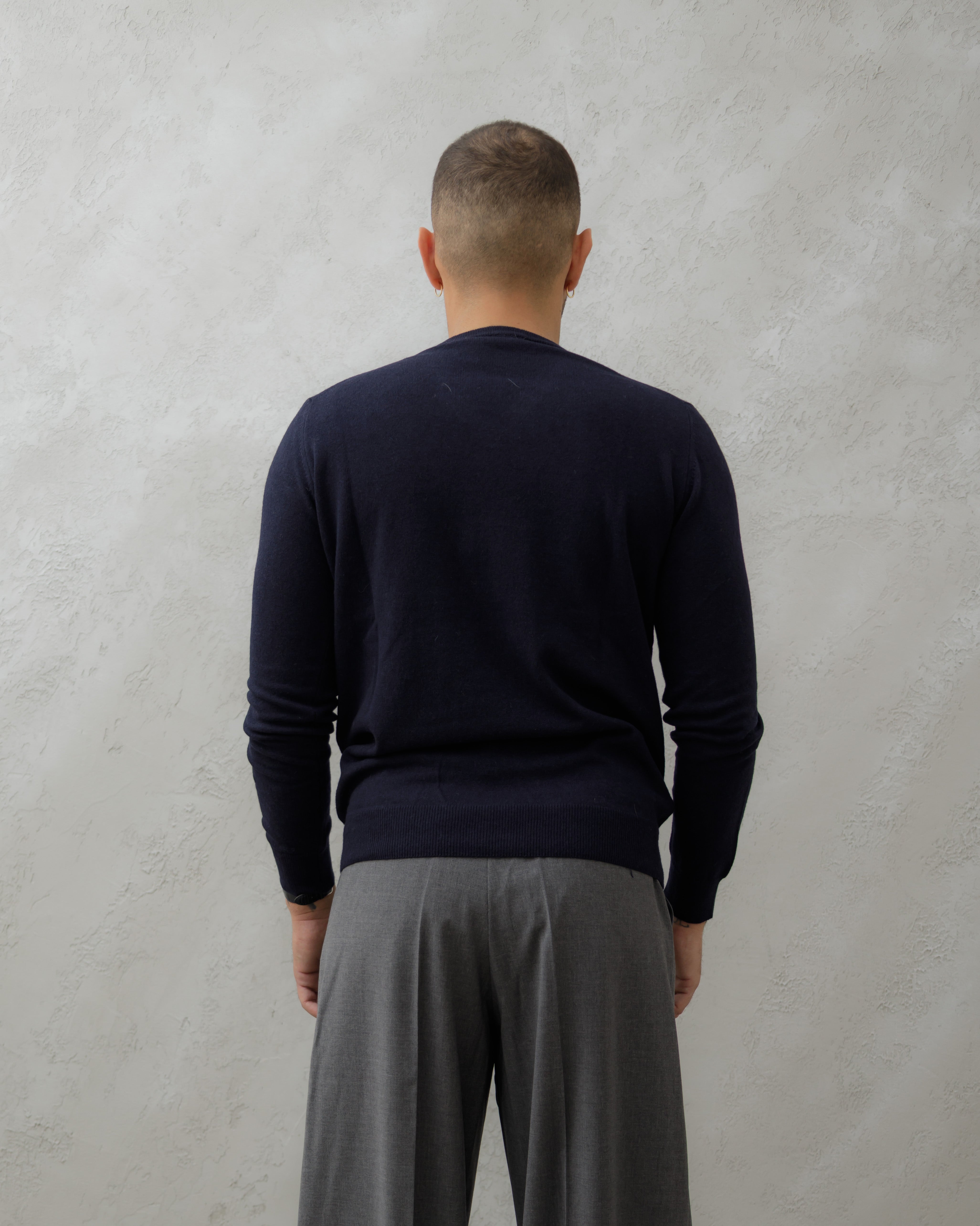 MAGLIA IN LANA SCOLLO V - MA7066 Blu navy