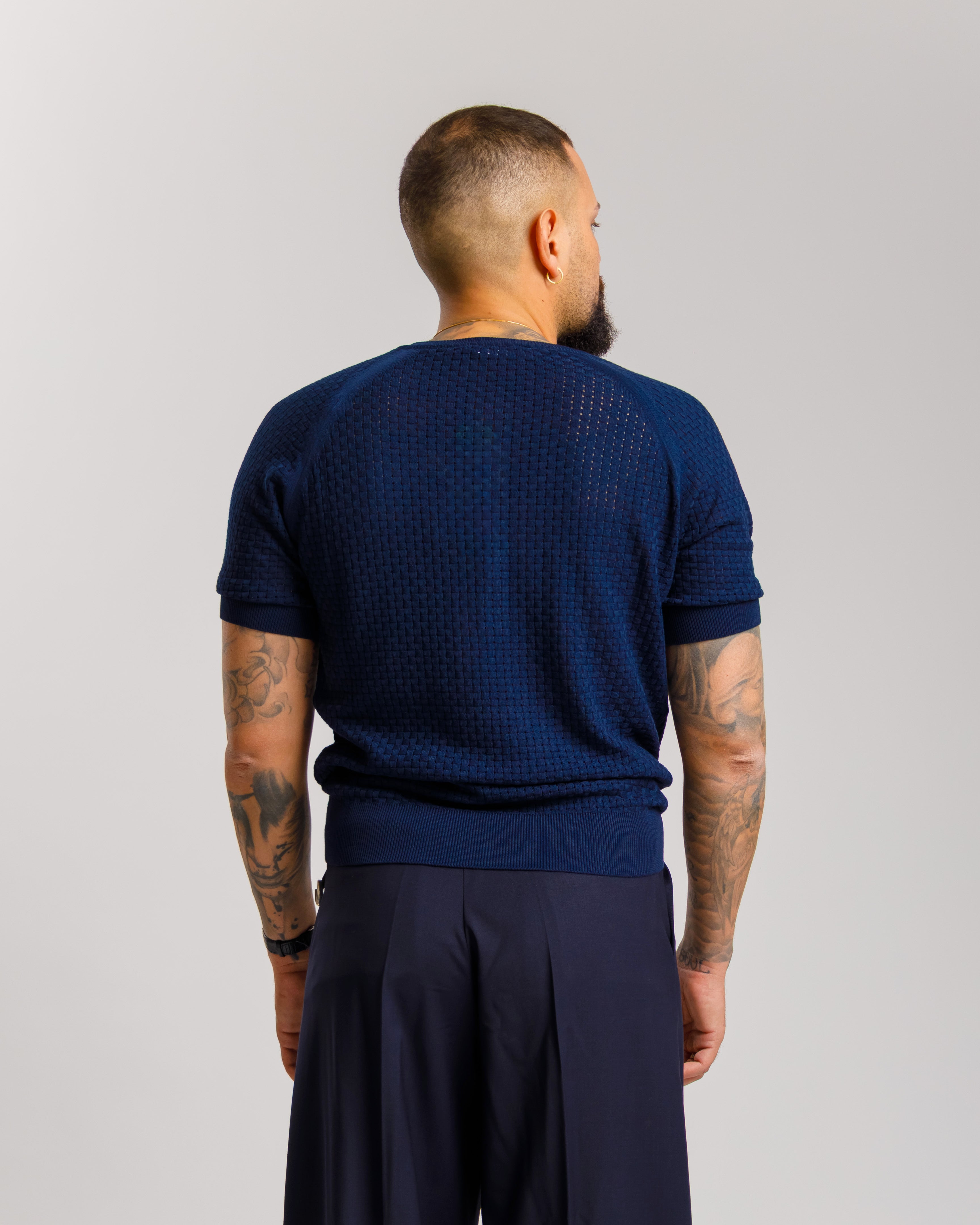 Maglia in cotone traforata - MA8640 BLU