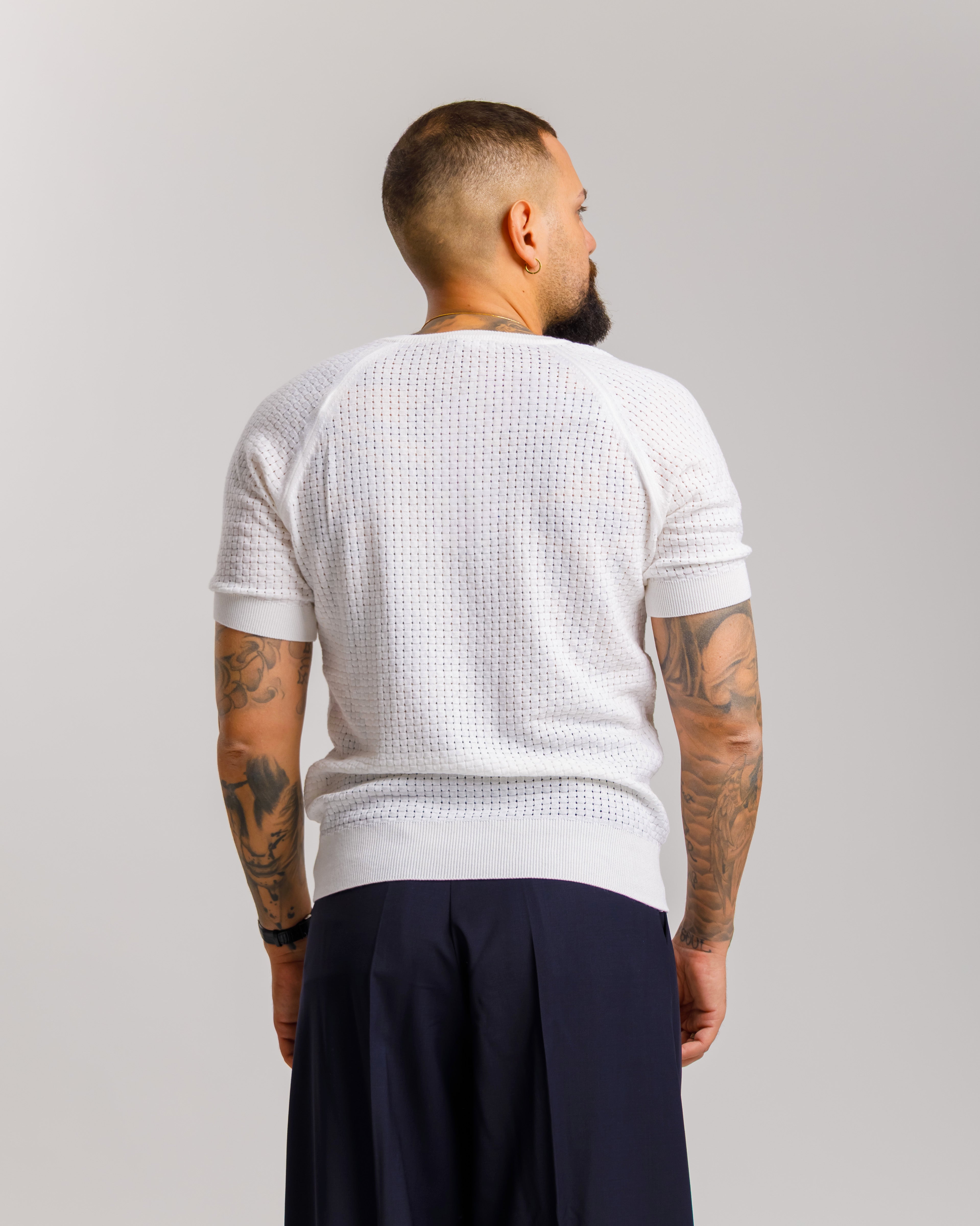Maglia in cotone traforata - MA8640 PANNA