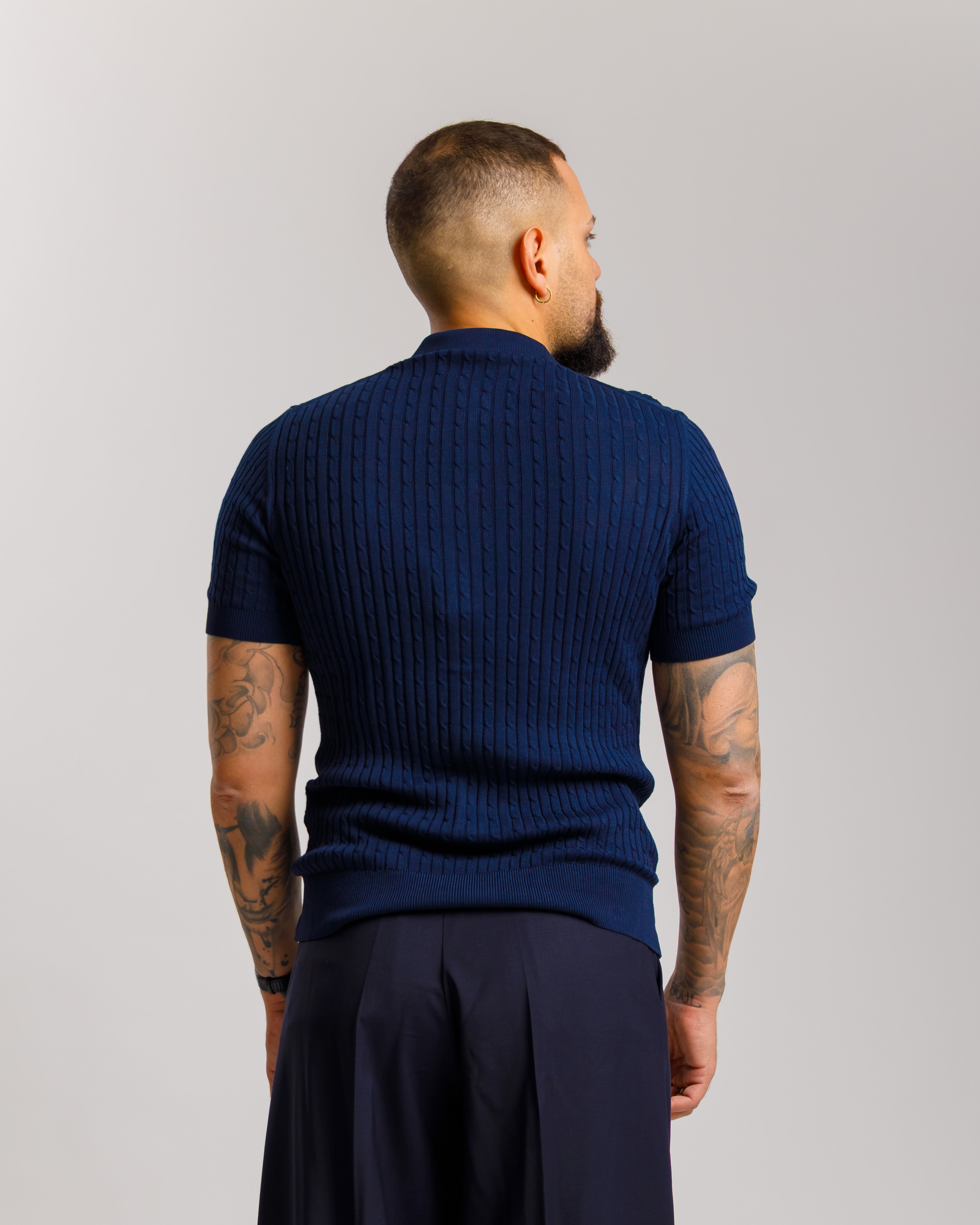 Maglia in cotone con bottoni - MA8413 BLU
