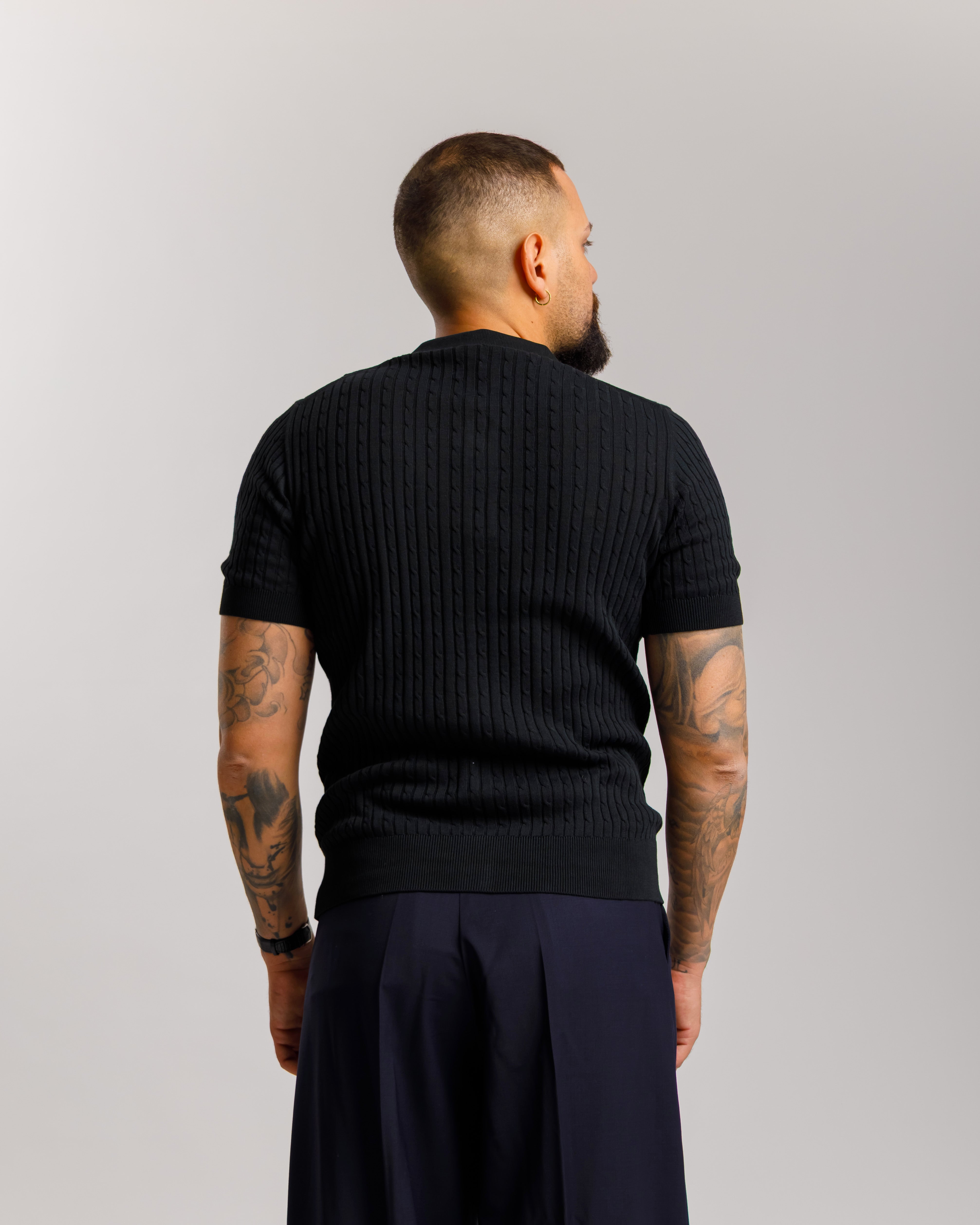 Maglia in cotone con bottoni - MA8413 NERA