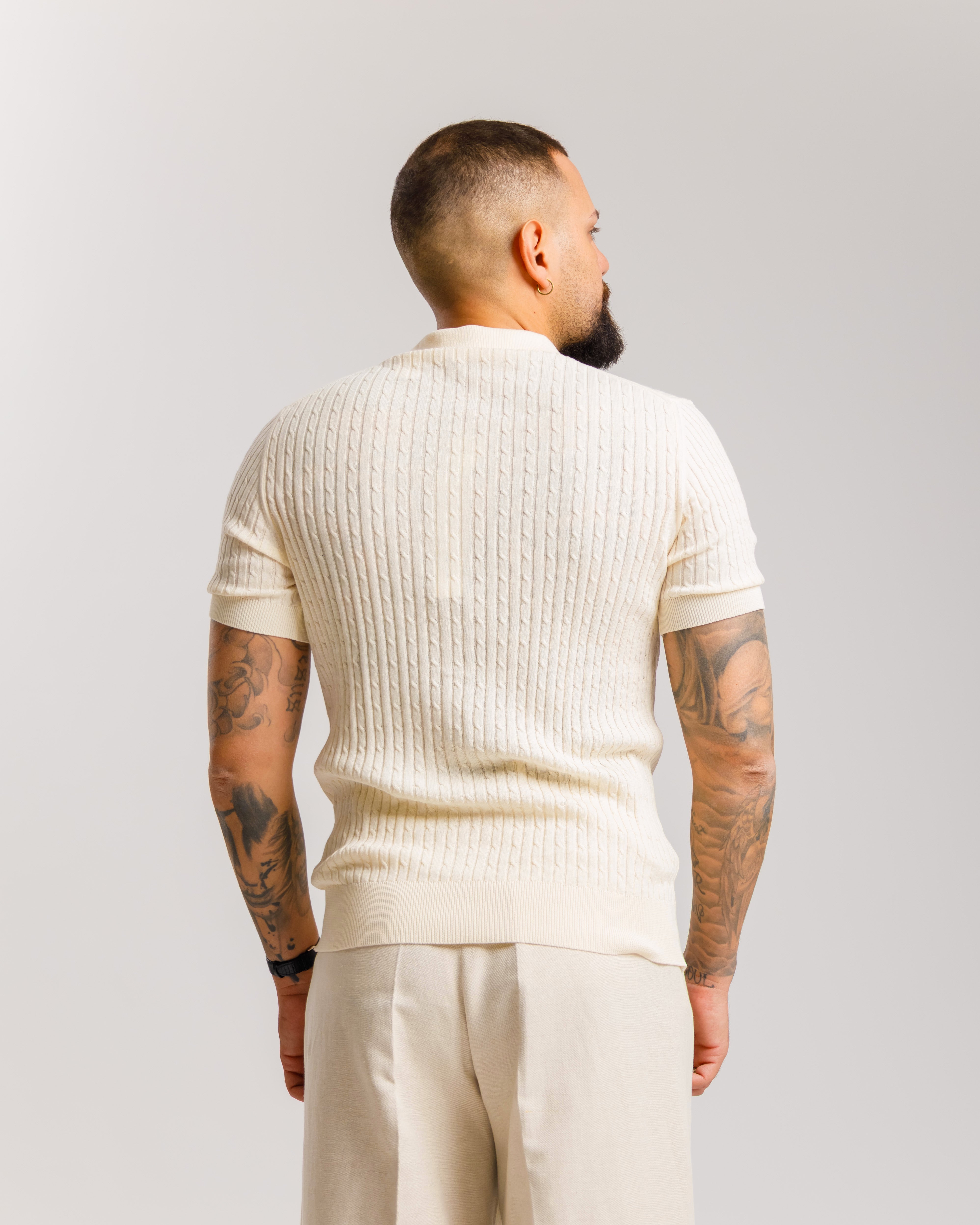 Maglia in cotone con bottoni - MA8413 PANNA