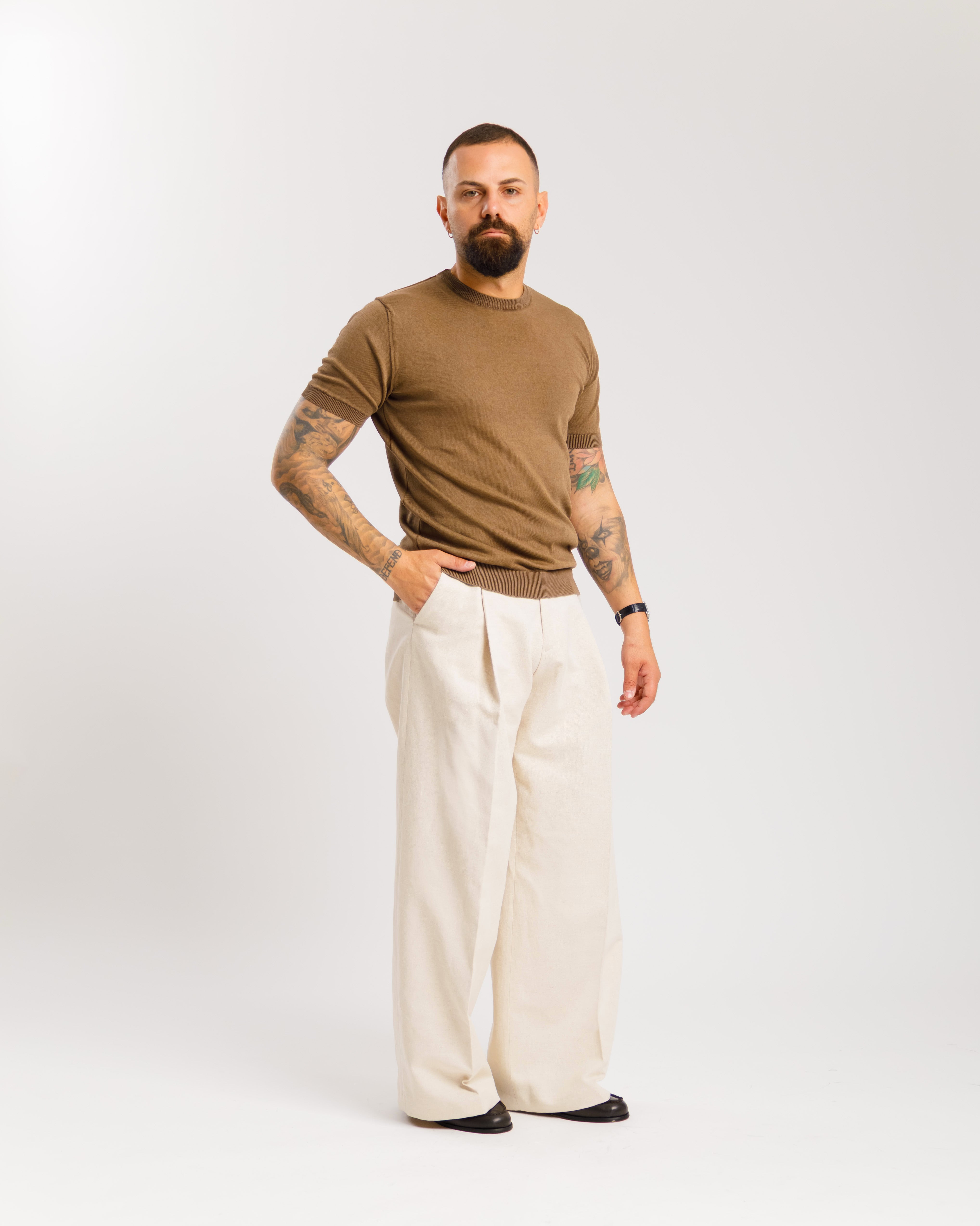 Maglia in cotone girocollo - MA8361 FANGO