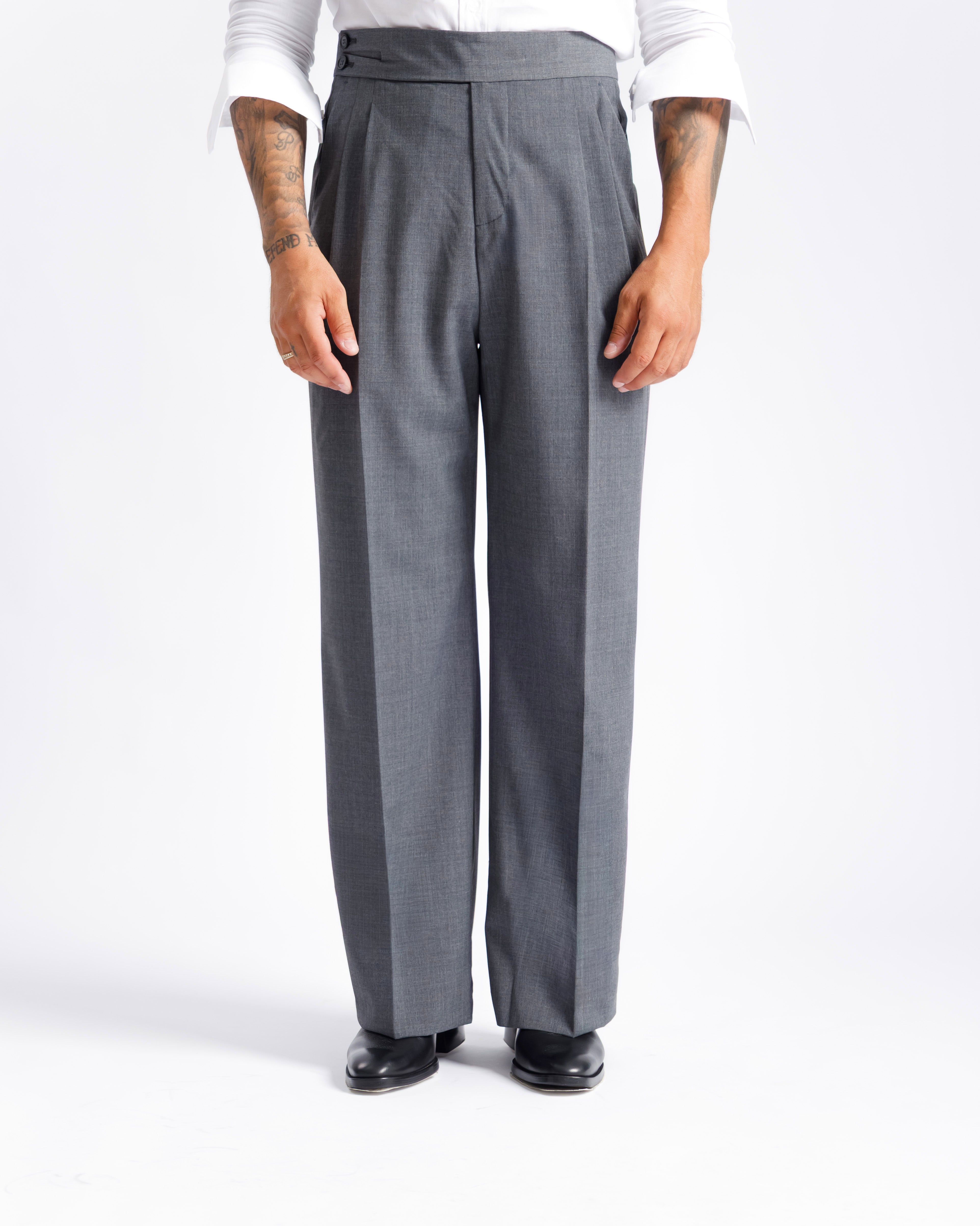 Pantaloni Palazzo Doppio Bottone -  Ma1061 grigio