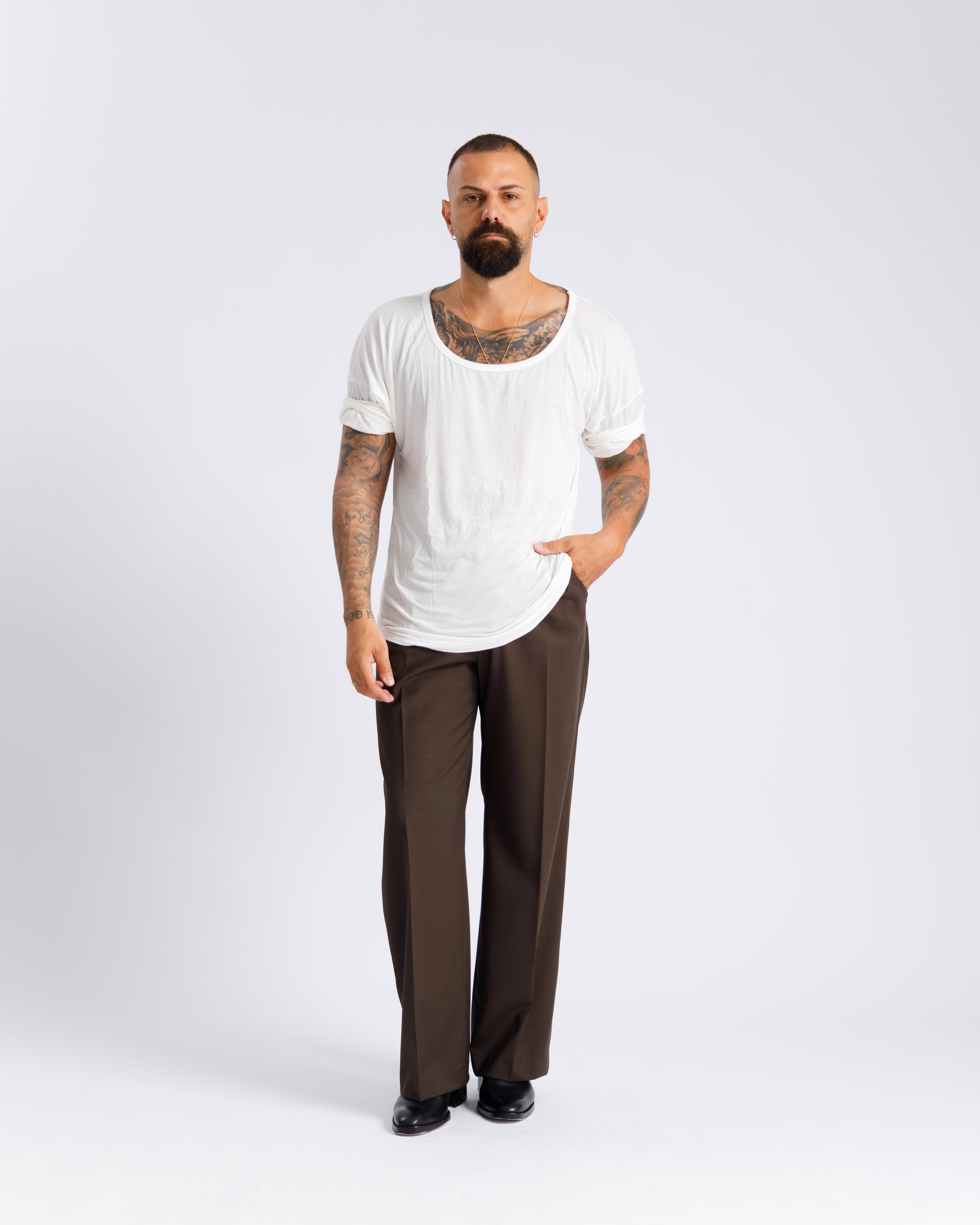 T-shirt Leggera Scollata - BIANCA Ma1075