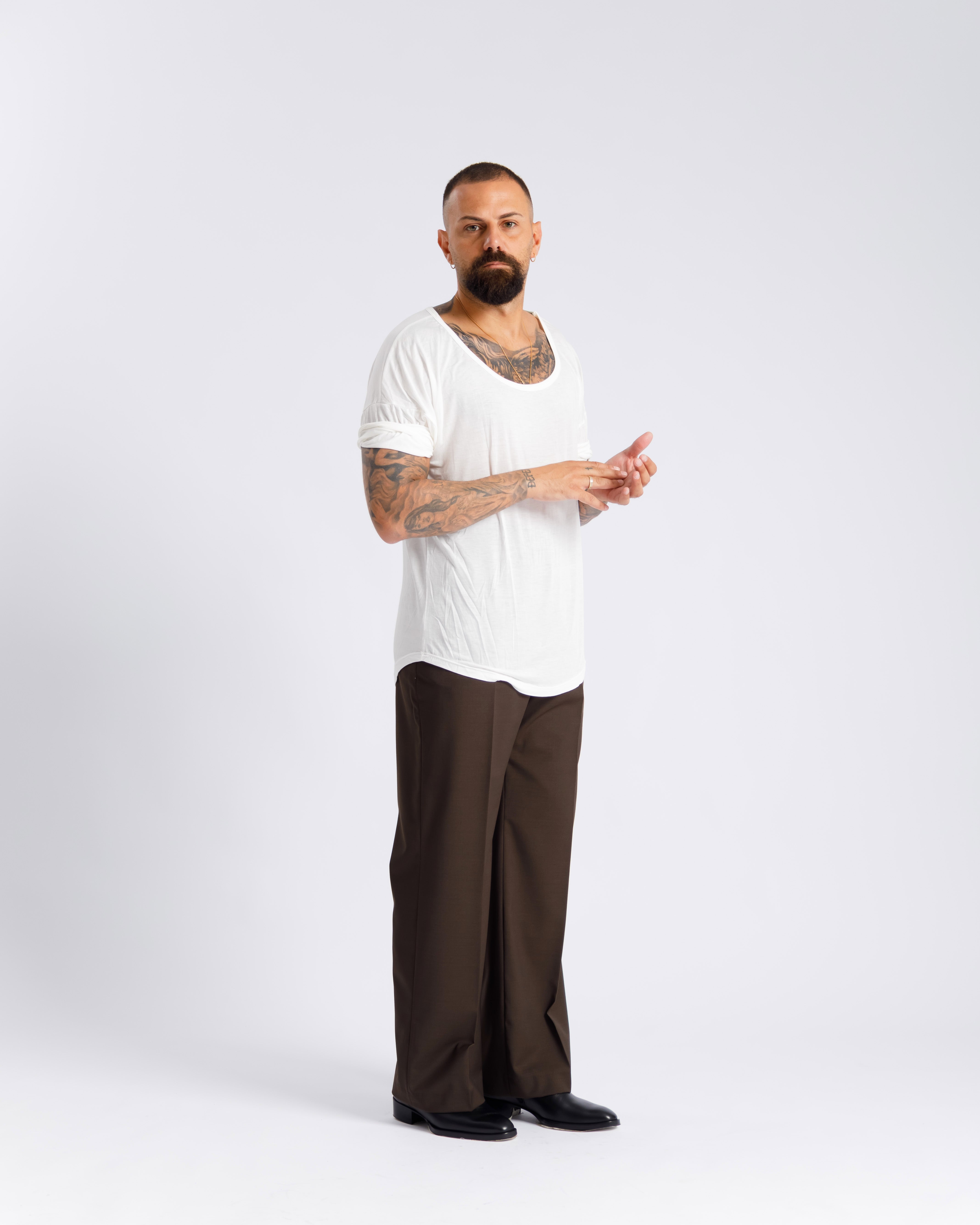T-shirt Leggera Scollata - BIANCA Ma1075