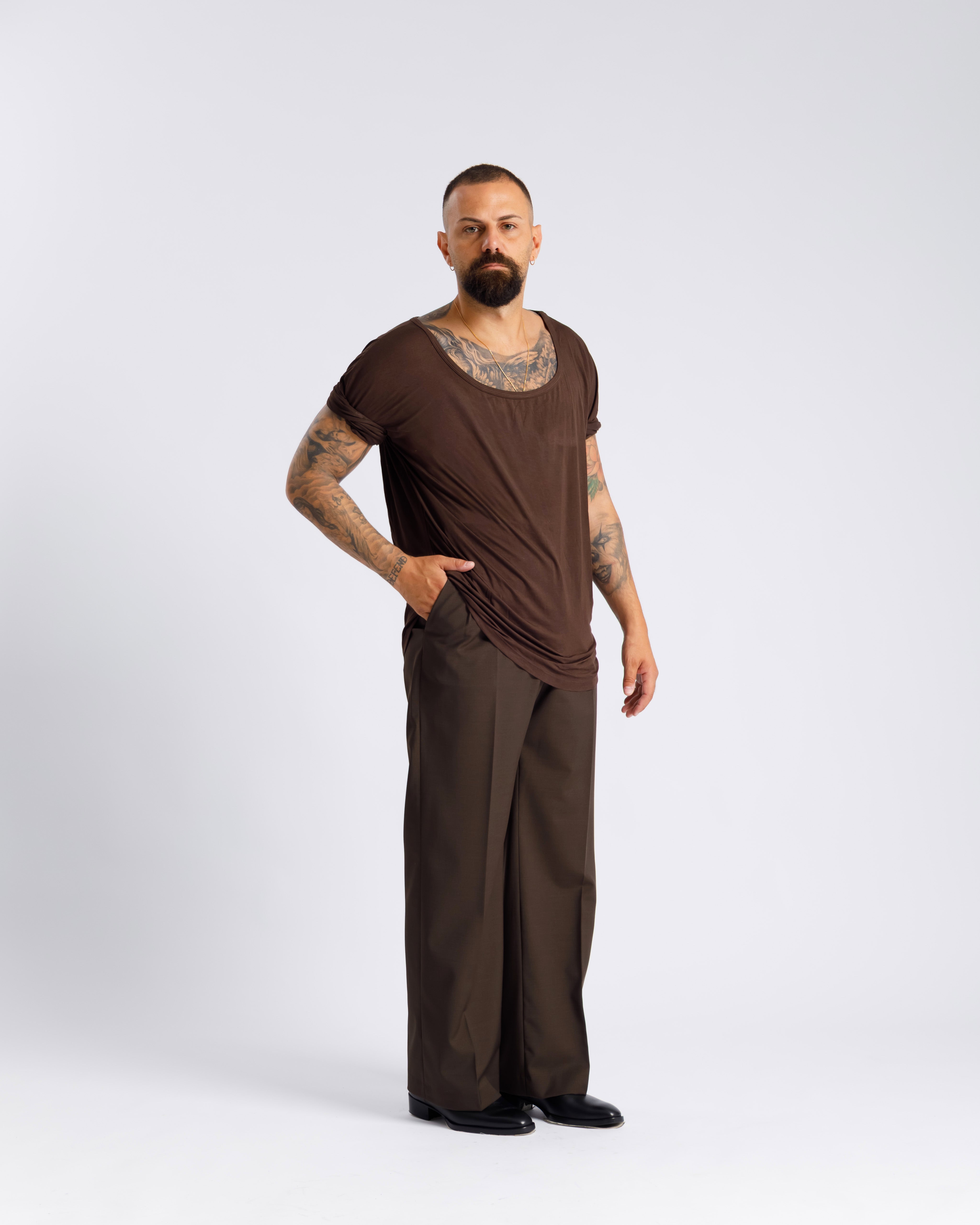 T-shirt Leggera Scollata - TESTA DI MORO Ma1075
