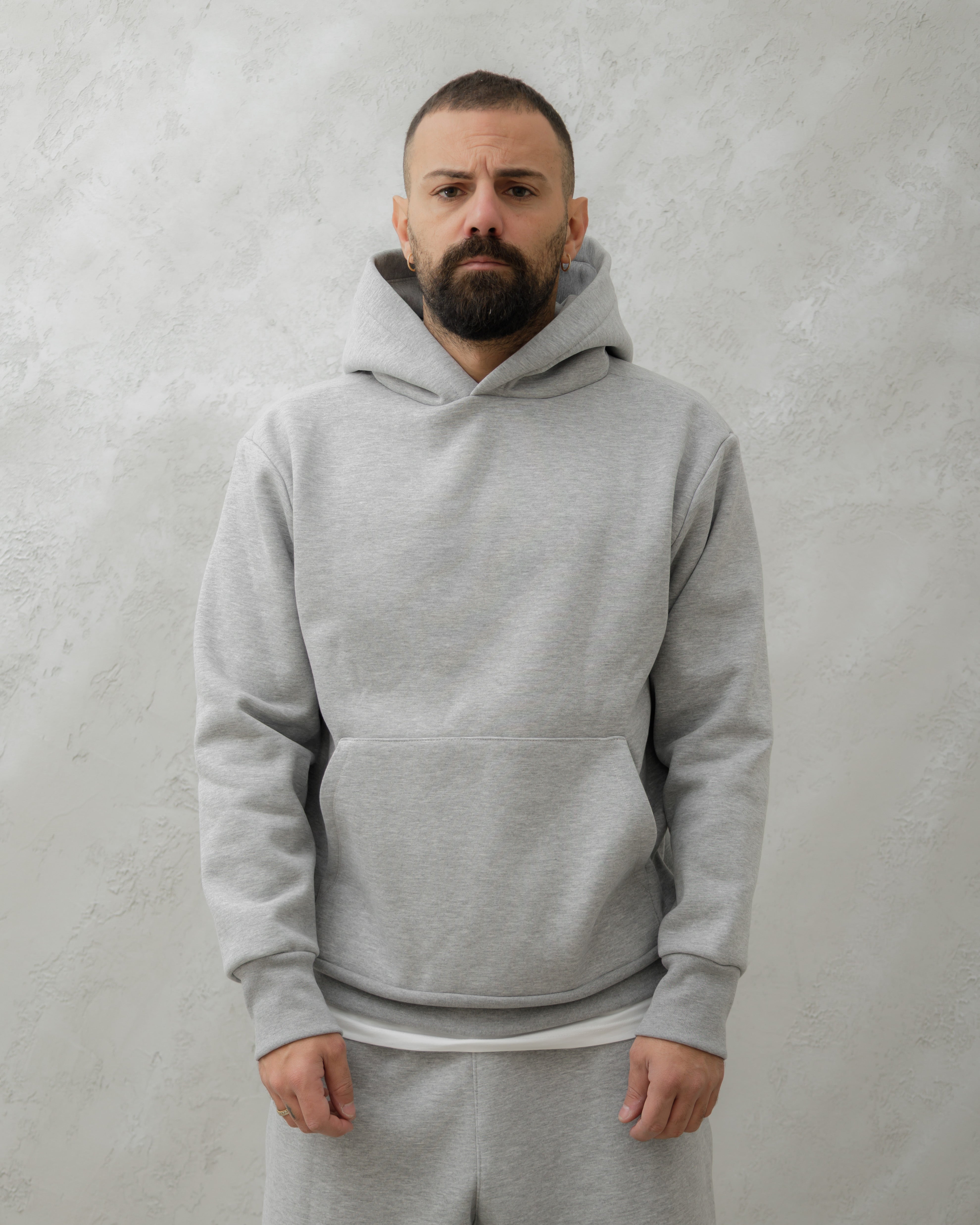 FELPA CON CAPPUCCIO - MA1042 GRIGIO